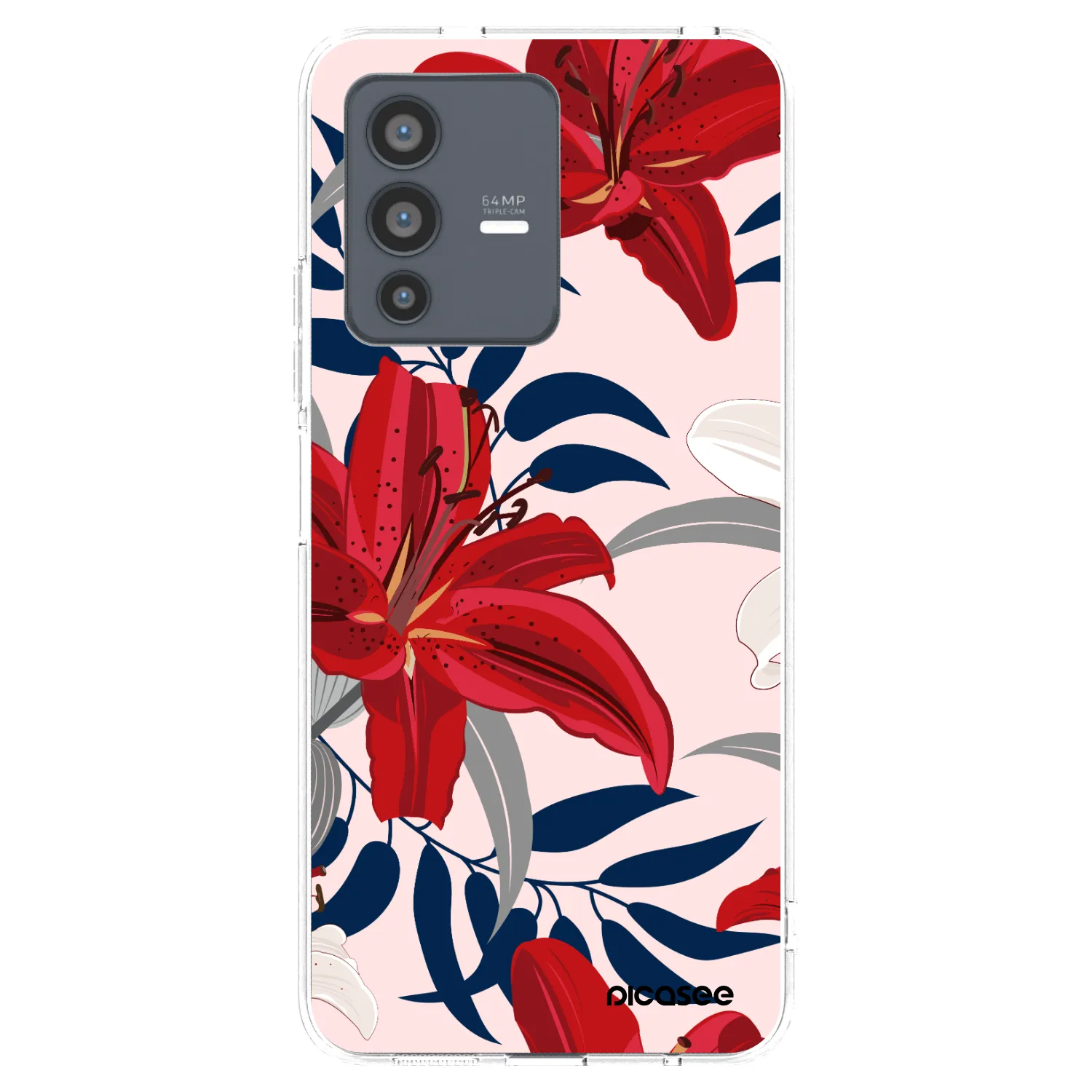Picasee silikonska prozirna maskica za Vivo V23 5G - Red Lily