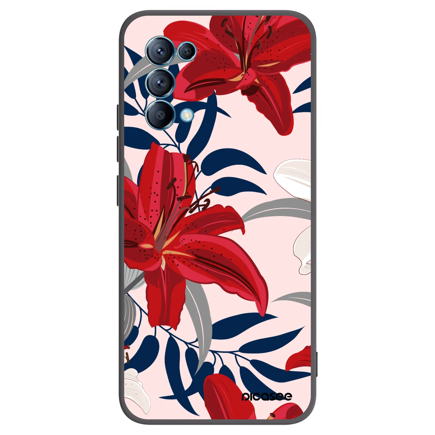 Picasee crna silikonska maskica za OPPO Reno 5 5G - Red Lily