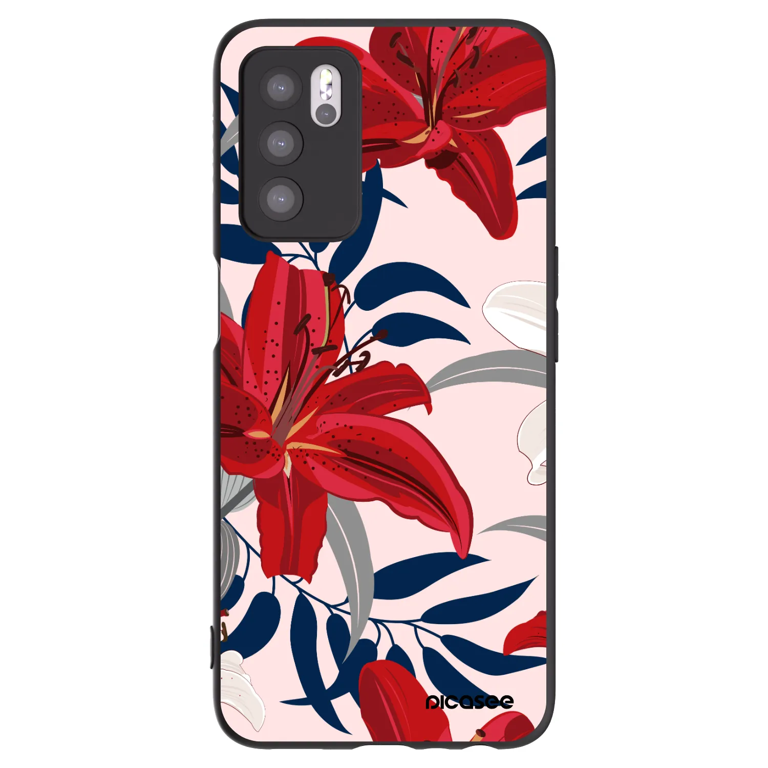 Picasee crna silikonska maskica za OPPO A16s - Red Lily