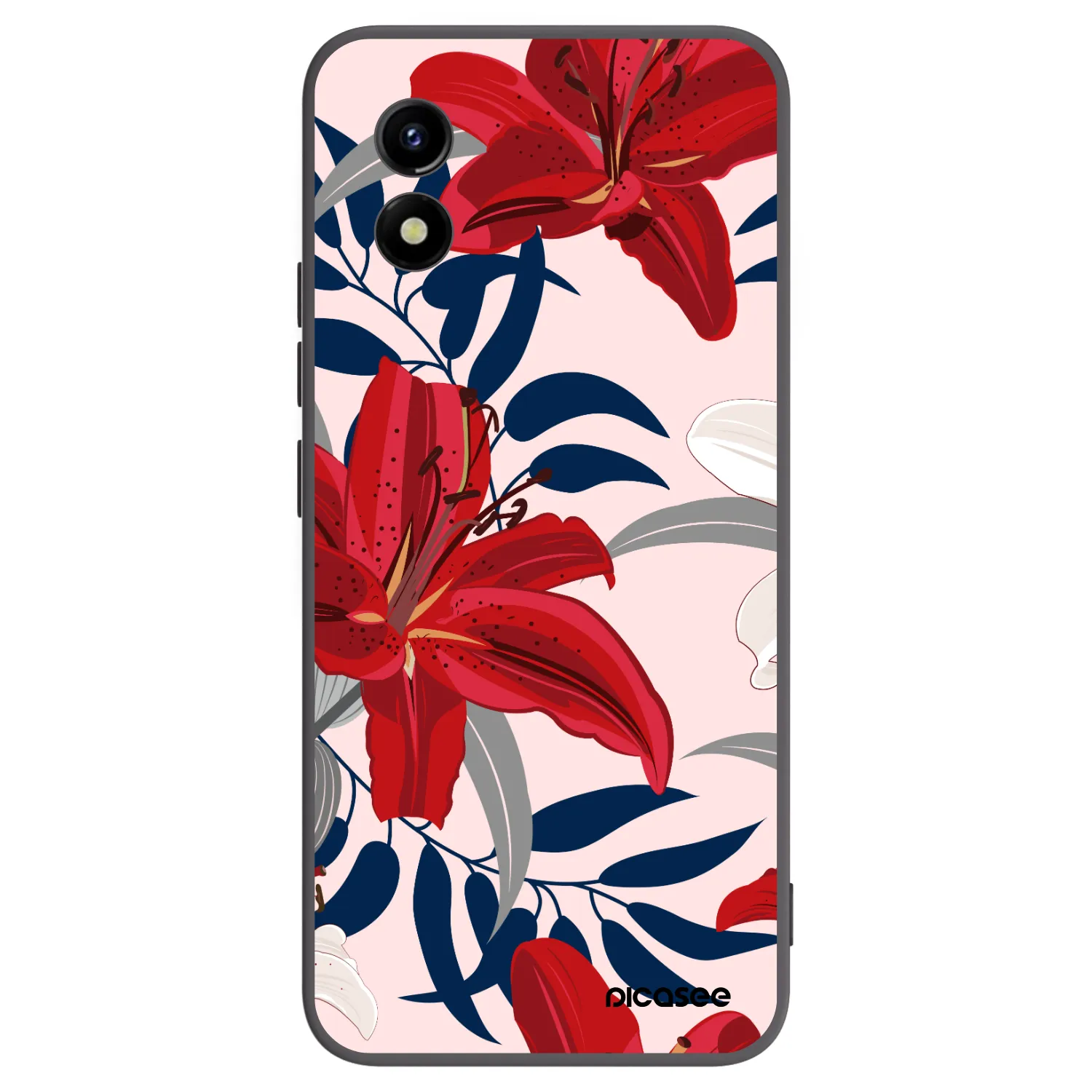 Picasee crna silikonska maskica za Vivo Y01 - Red Lily