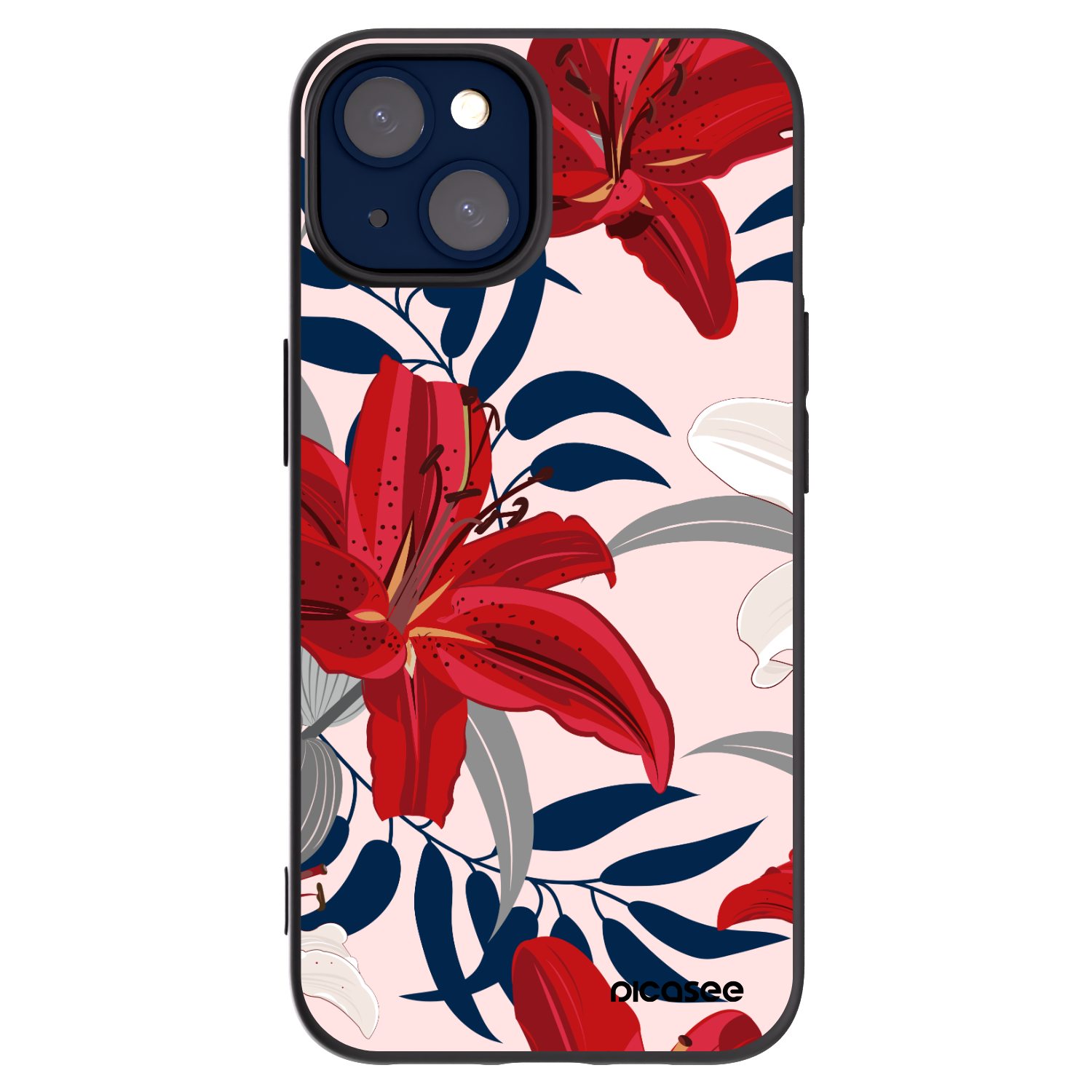 Picasee crna silikonska maskica za Apple iPhone 14 - Red Lily