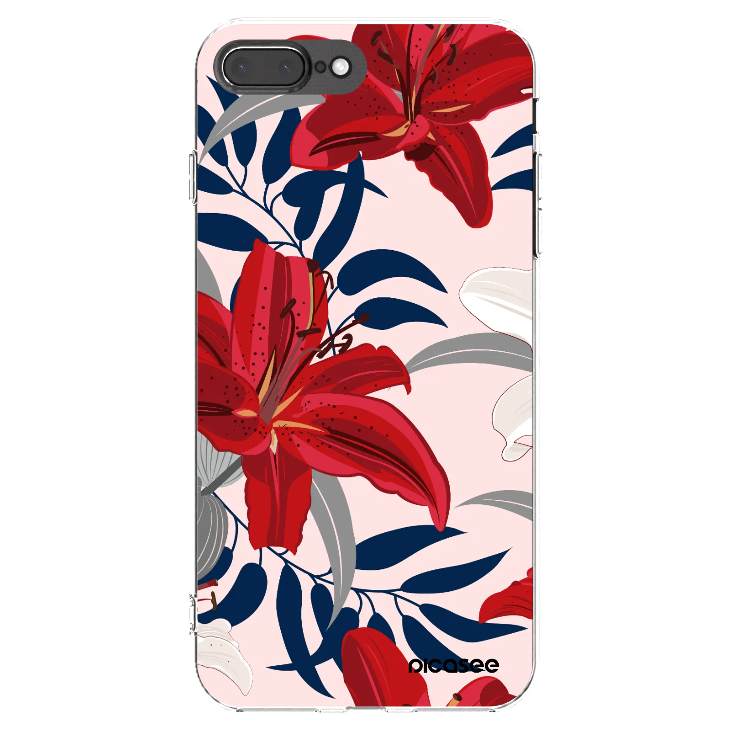 Picasee silikonska prozirna maskica za Apple iPhone 8 Plus - Red Lily