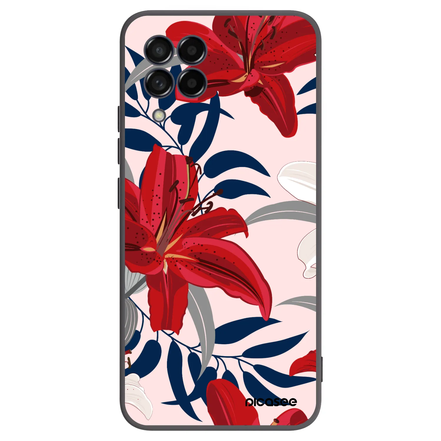 Picasee crna silikonska maskica za Samsung Galaxy M53 5G - Red Lily