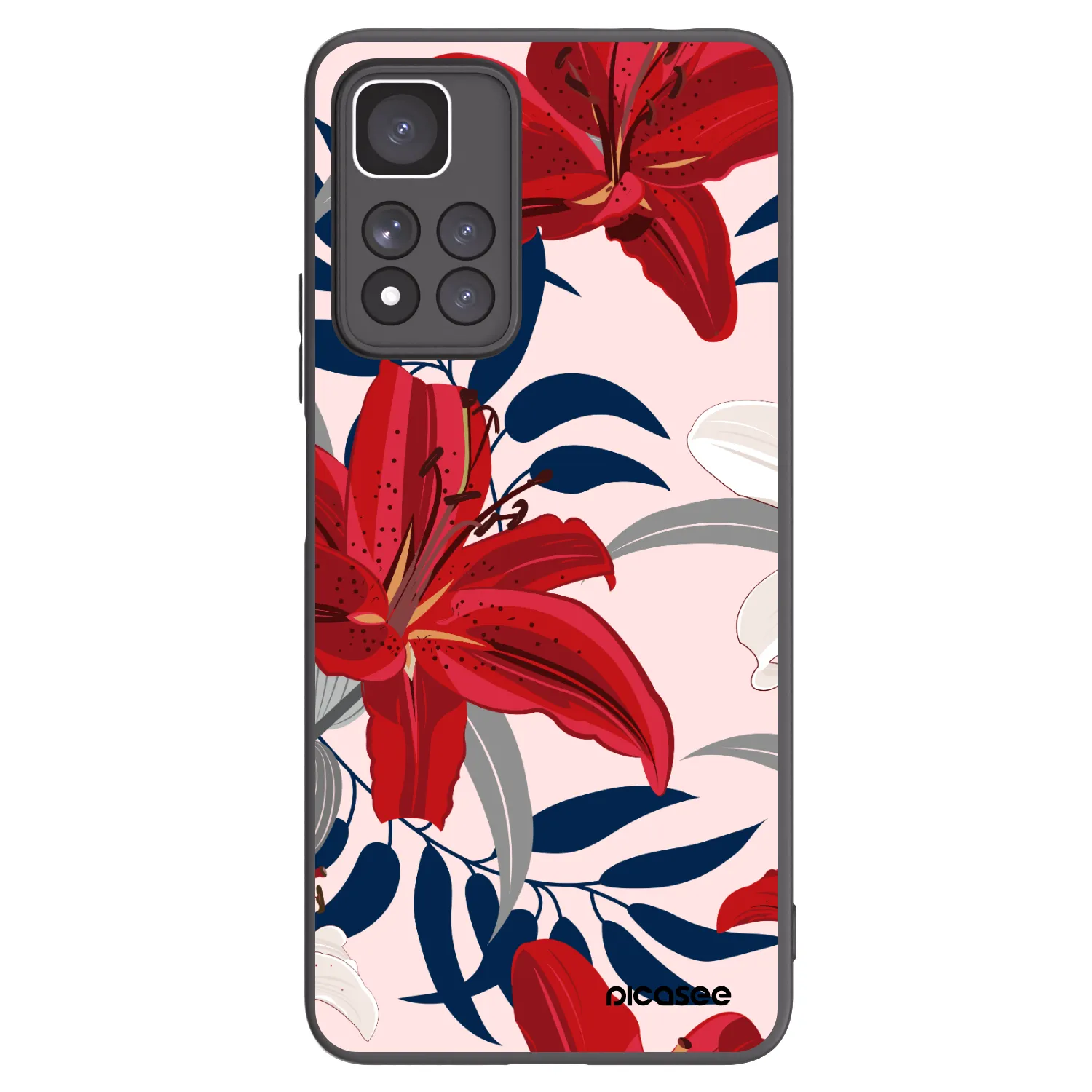 Picasee crna silikonska maskica za Xiaomi Redmi Note 11 Pro+ 5G - Red Lily