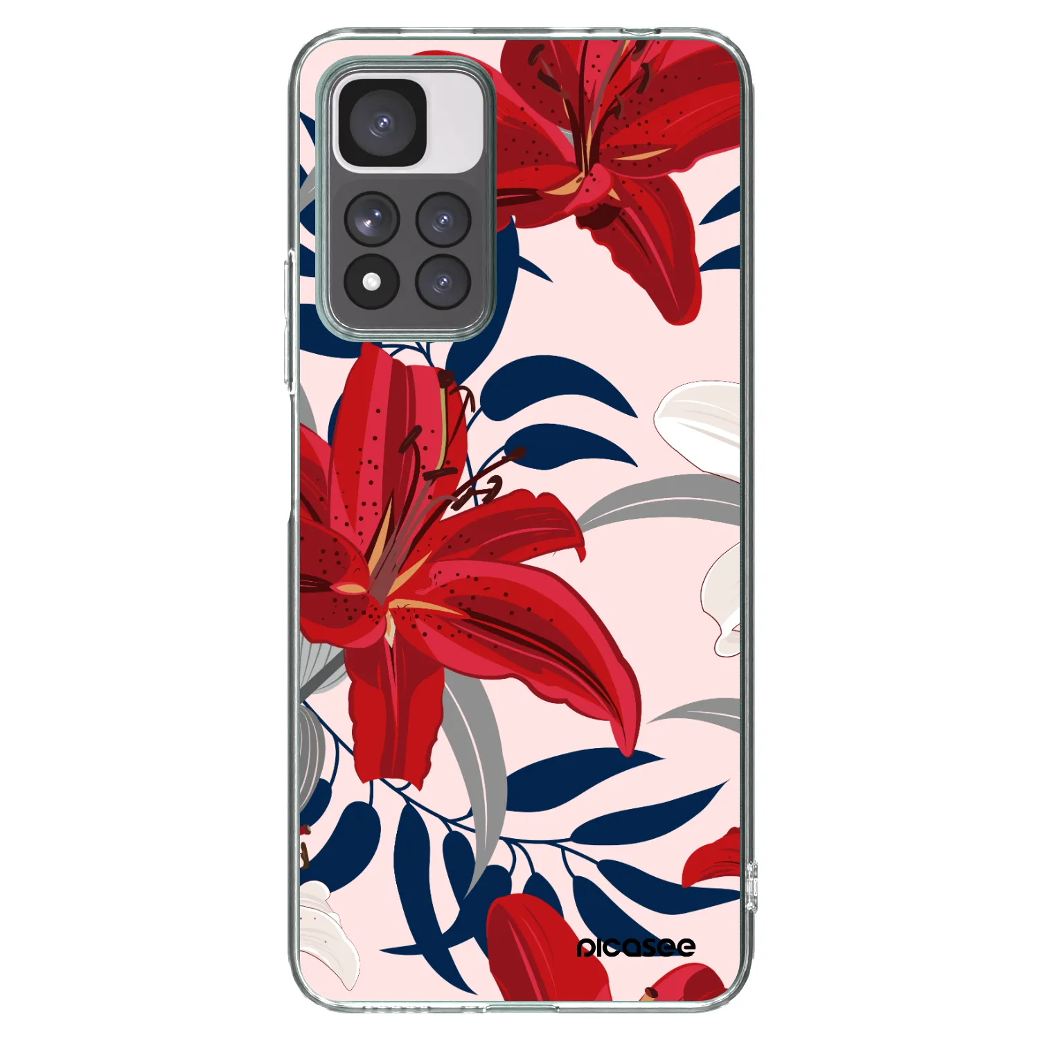 Picasee silikonska prozirna maskica za Xiaomi Redmi Note 11 Pro+ 5G - Red Lily