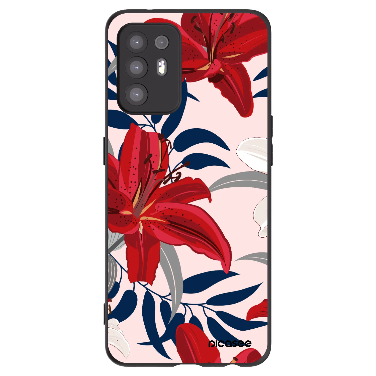 Picasee crna silikonska maskica za OPPO A94 5G - Red Lily
