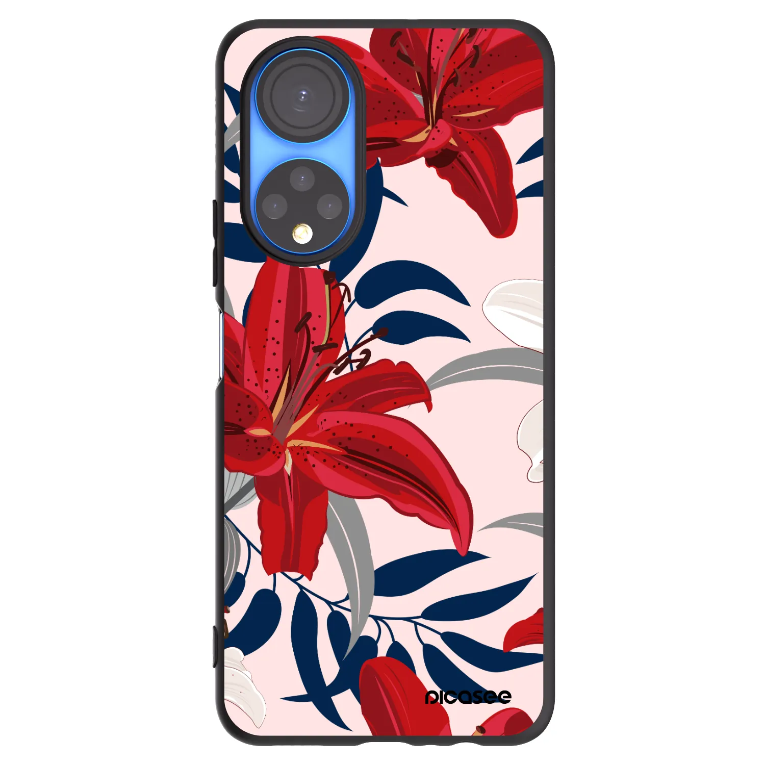 Picasee crna silikonska maskica za Honor X7 - Red Lily