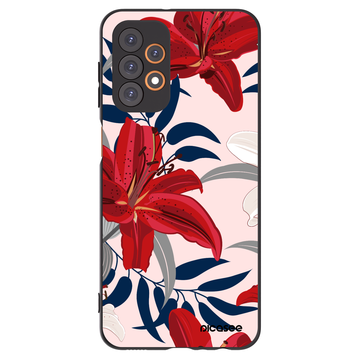 Picasee crna silikonska maskica za Samsung Galaxy A23 A235F 4G - Red Lily