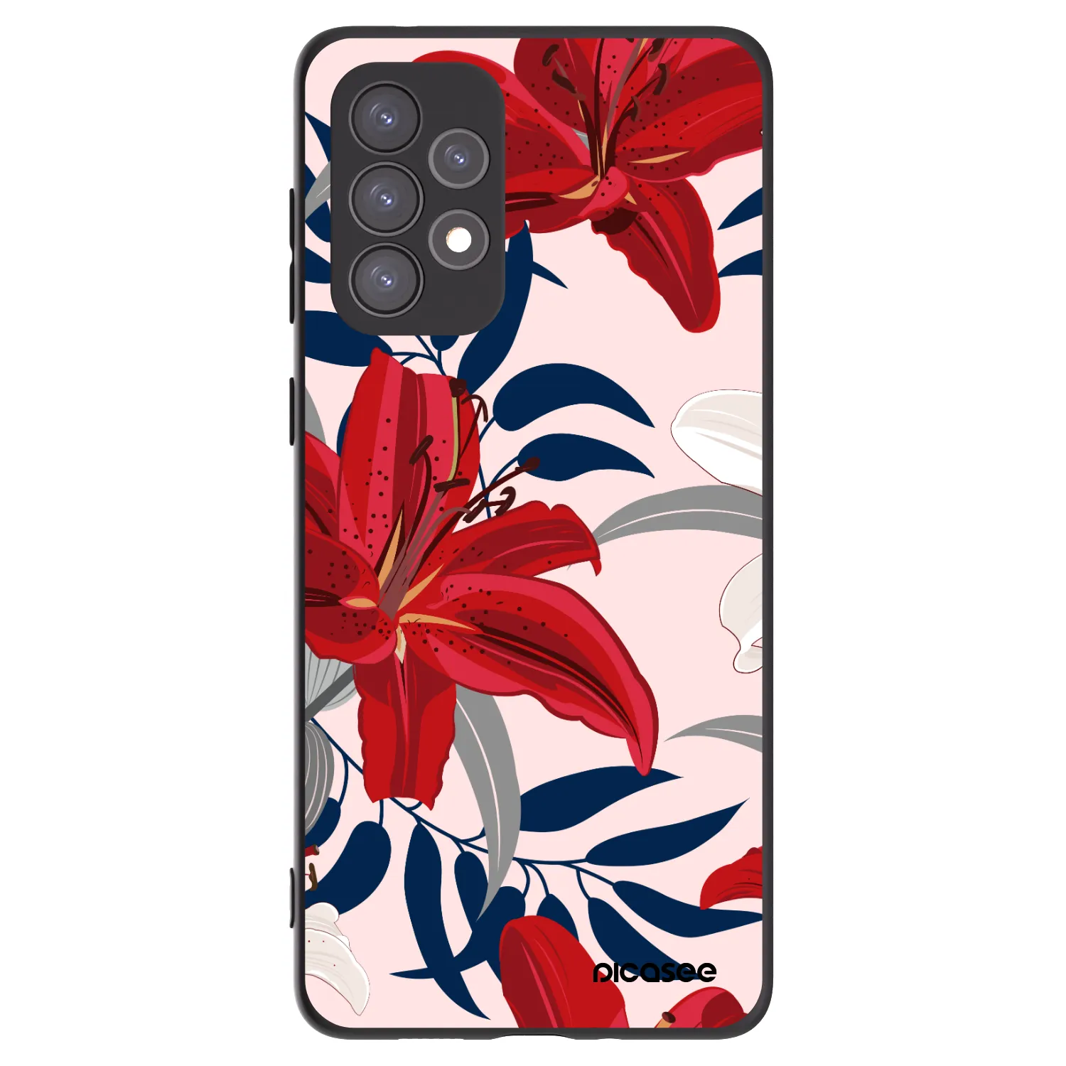 Picasee crna silikonska maskica za Samsung Galaxy A73 5G - Red Lily