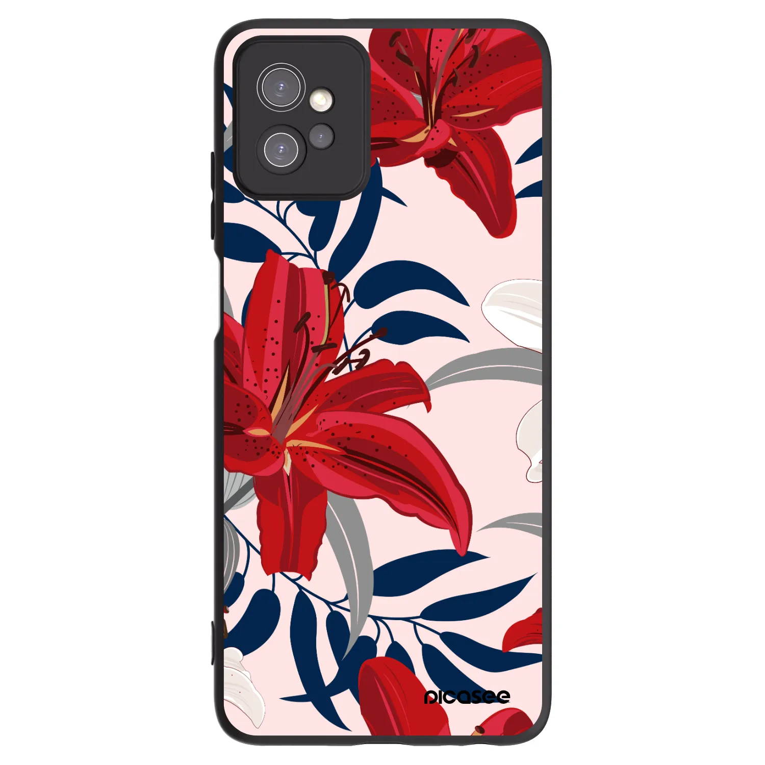 Picasee crna silikonska maskica za Motorola Moto G32 - Red Lily