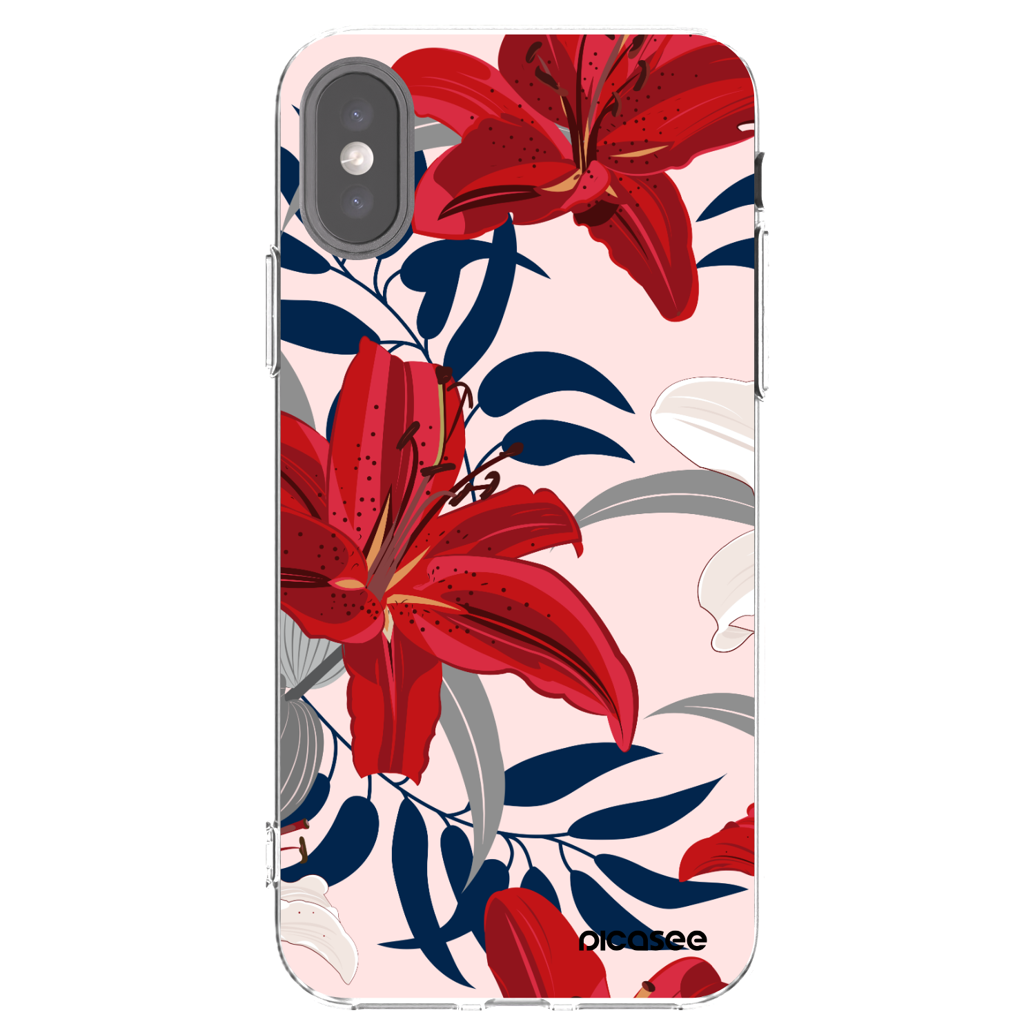 Picasee silikonska prozirna maskica za Apple iPhone X/XS - Red Lily