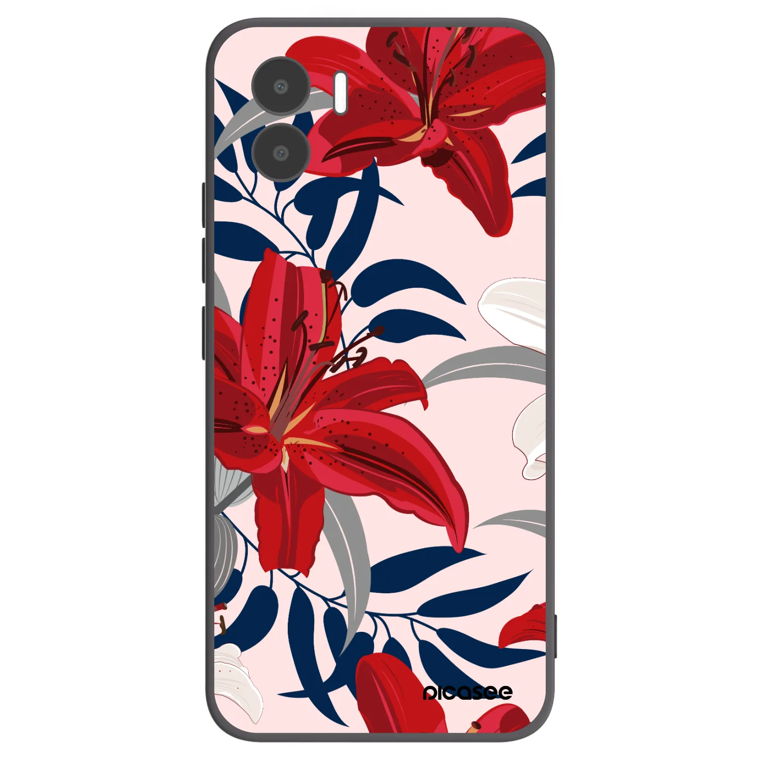 Picasee crna silikonska maskica za Xiaomi Redmi A1 - Red Lily