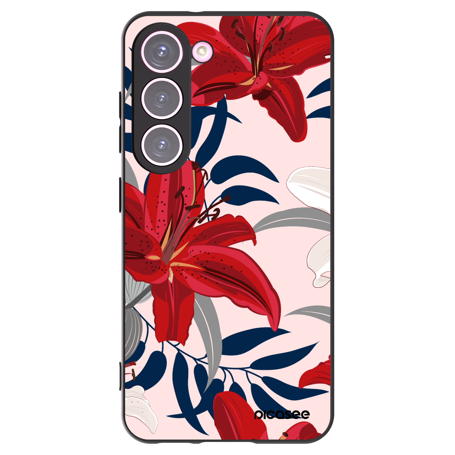 Picasee crna silikonska maskica za Samsung Galaxy S23 5G - Red Lily