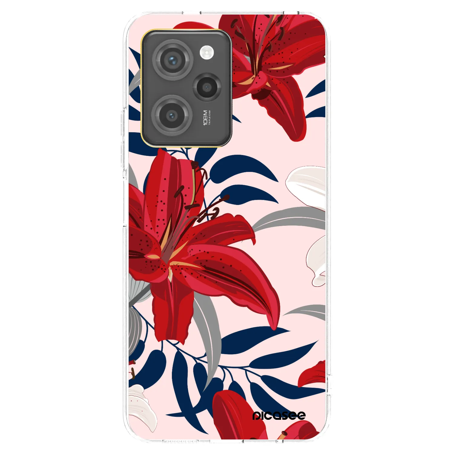 Picasee silikonska prozirna maskica za Xiaomi Poco X5 Pro - Red Lily