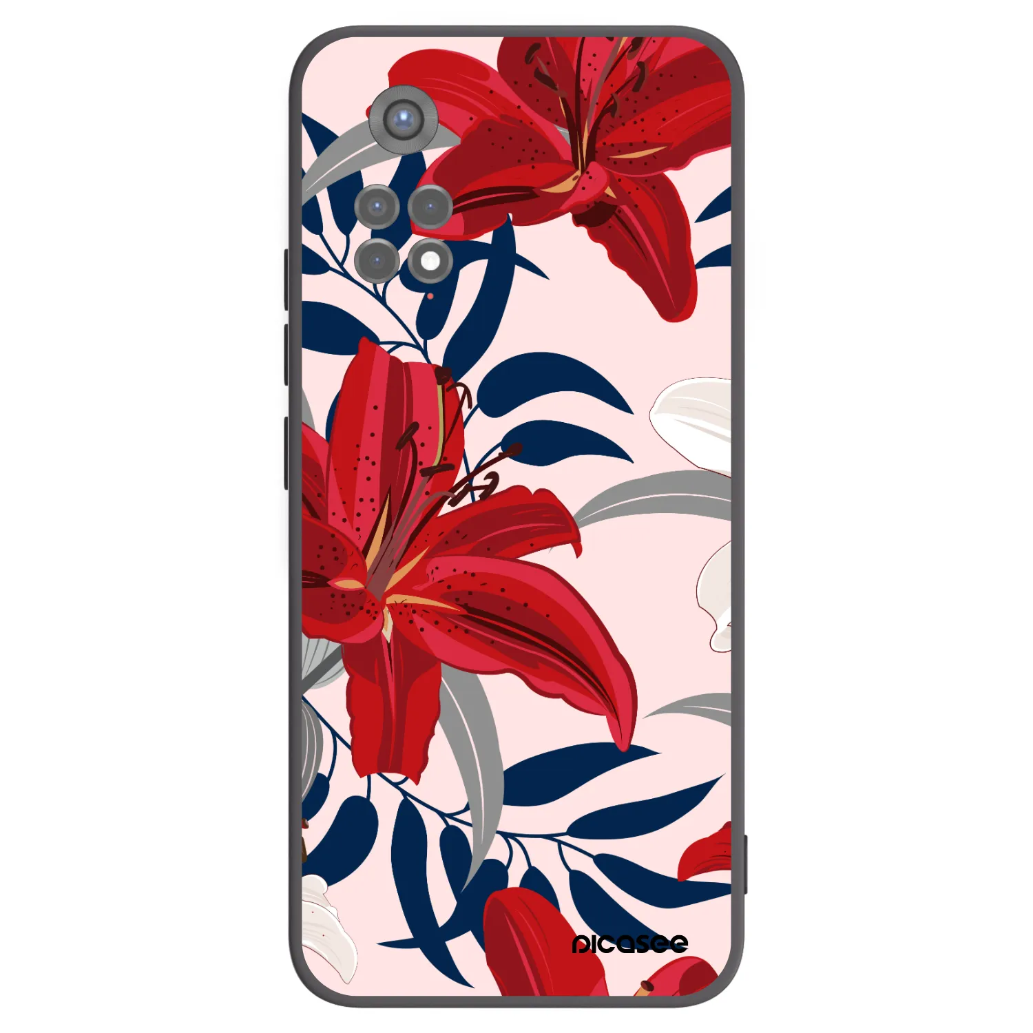 Picasee crna silikonska maskica za Xiaomi Redmi Note 11S 5G - Red Lily