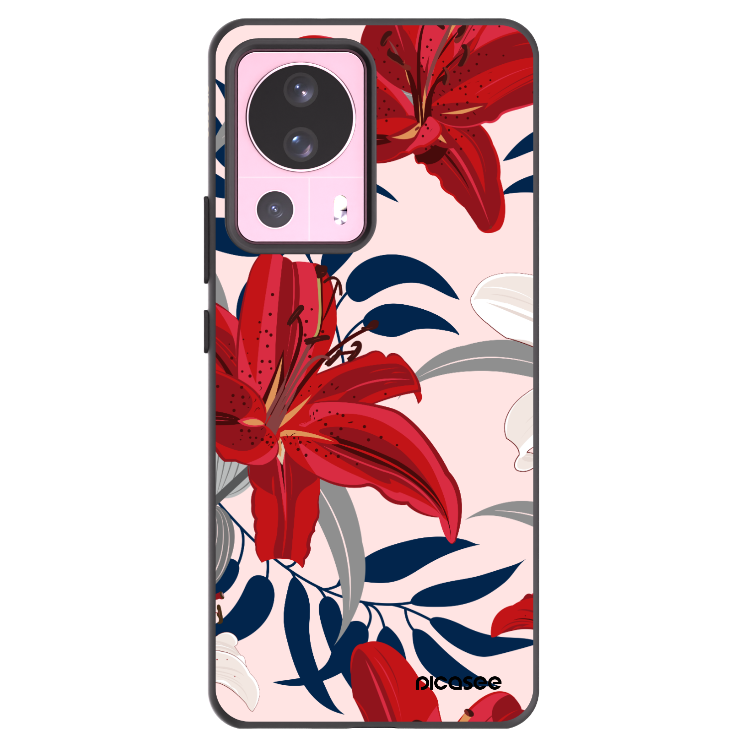 Picasee crna silikonska maskica za Xiaomi 13 Lite - Red Lily