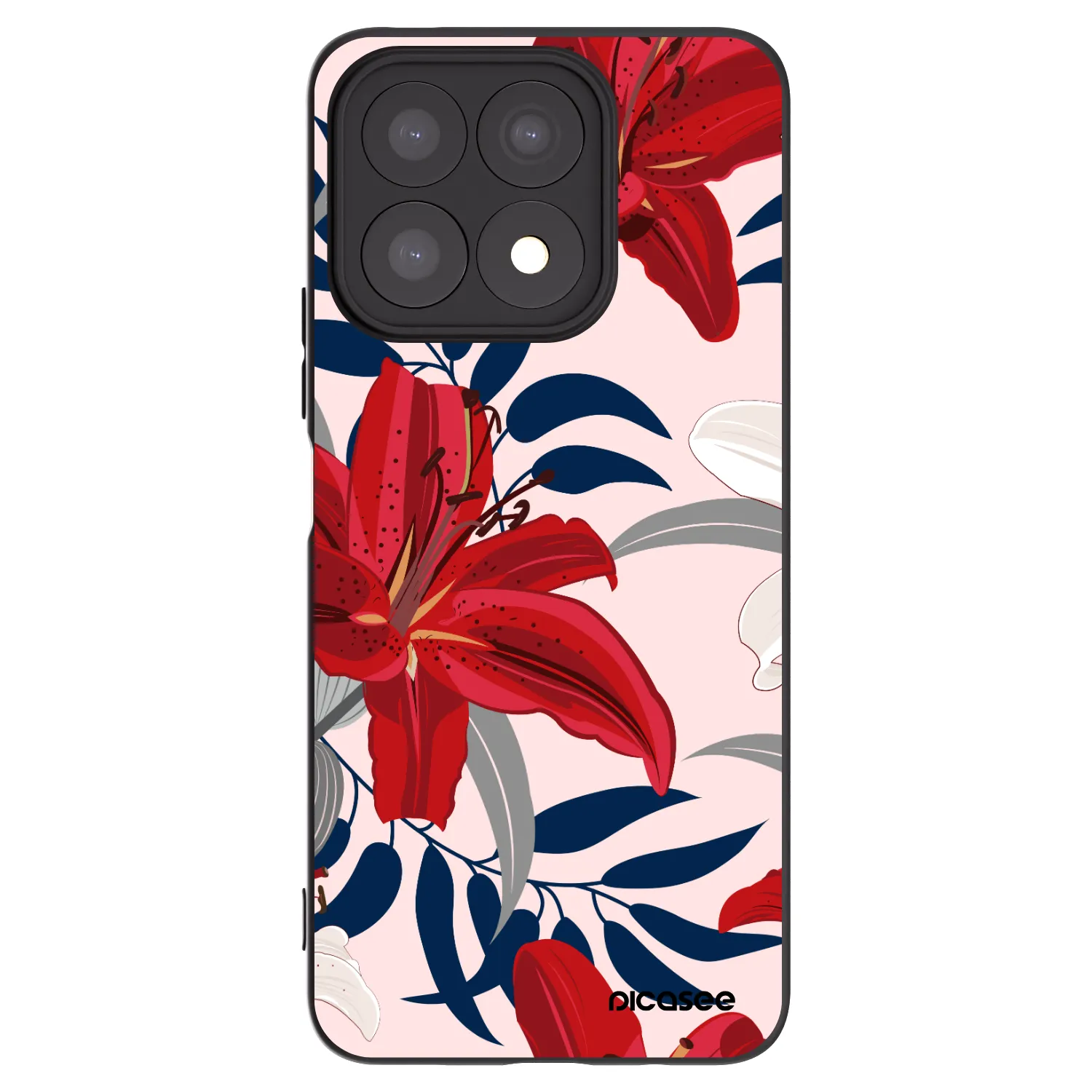 Picasee crna silikonska maskica za Honor X8a - Red Lily