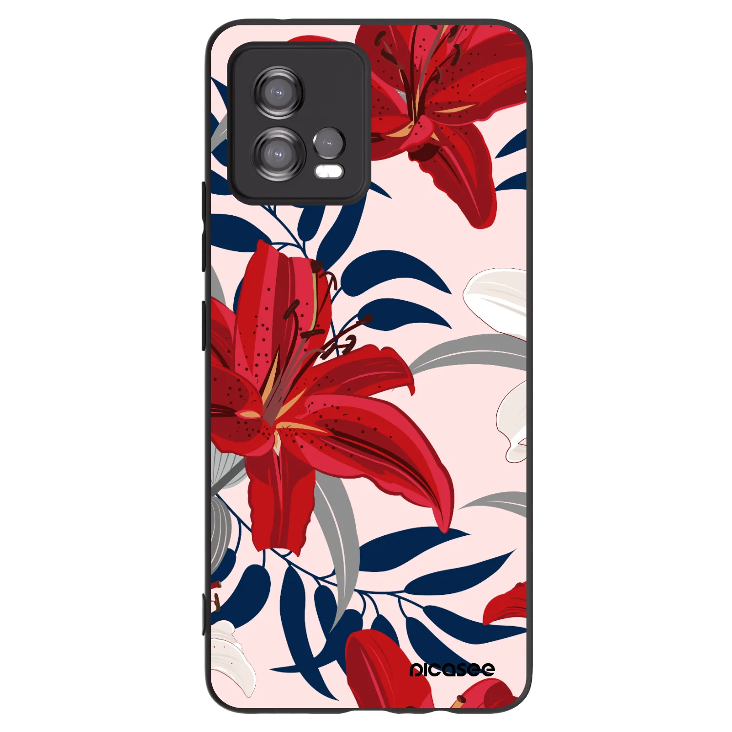 Picasee crna silikonska maskica za Motorola Moto G72 - Red Lily