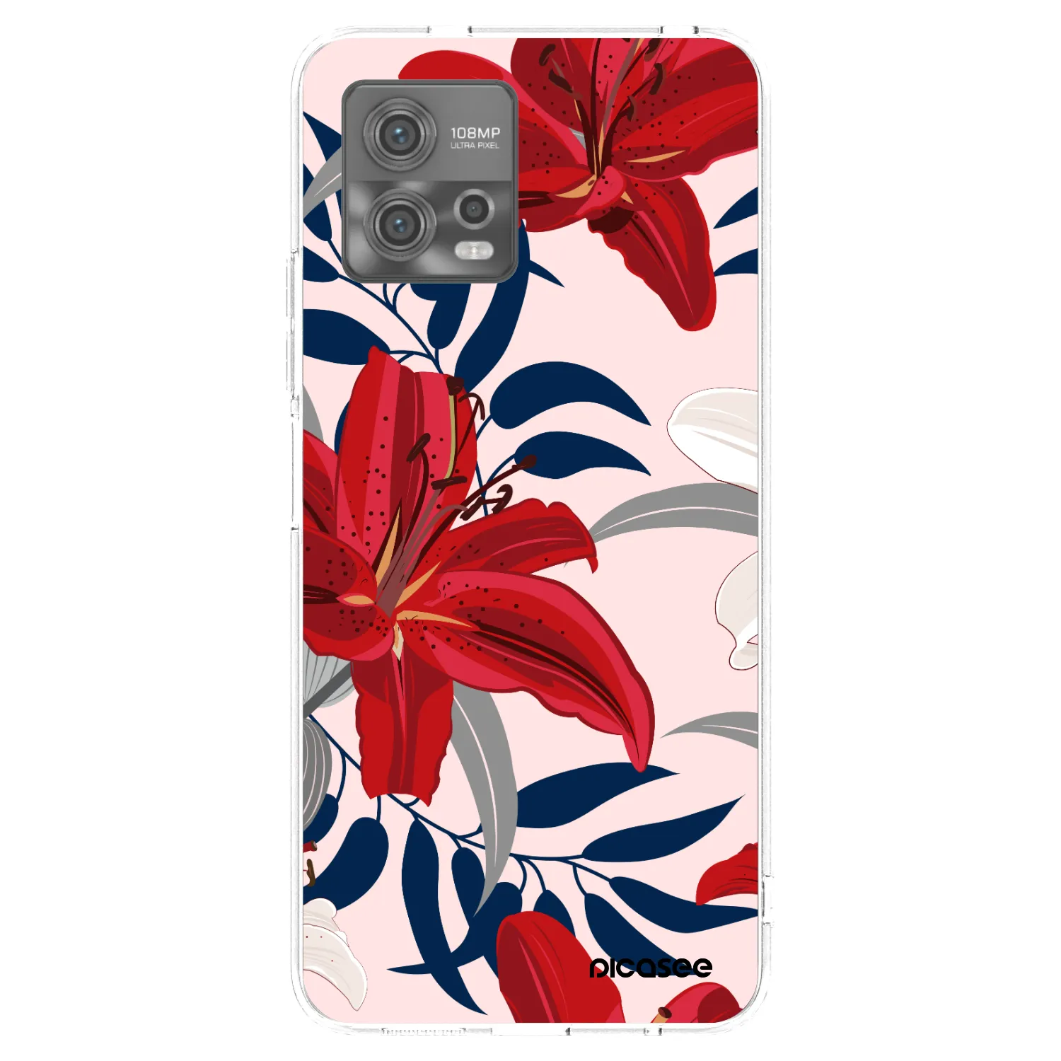 Picasee silikonska prozirna maskica za Motorola Moto G72 - Red Lily