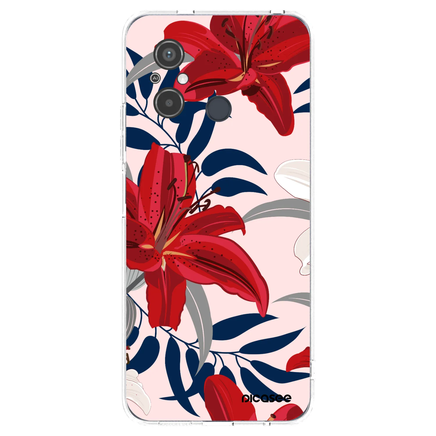 Picasee silikonska prozirna maskica za Xiaomi Redmi 12C - Red Lily