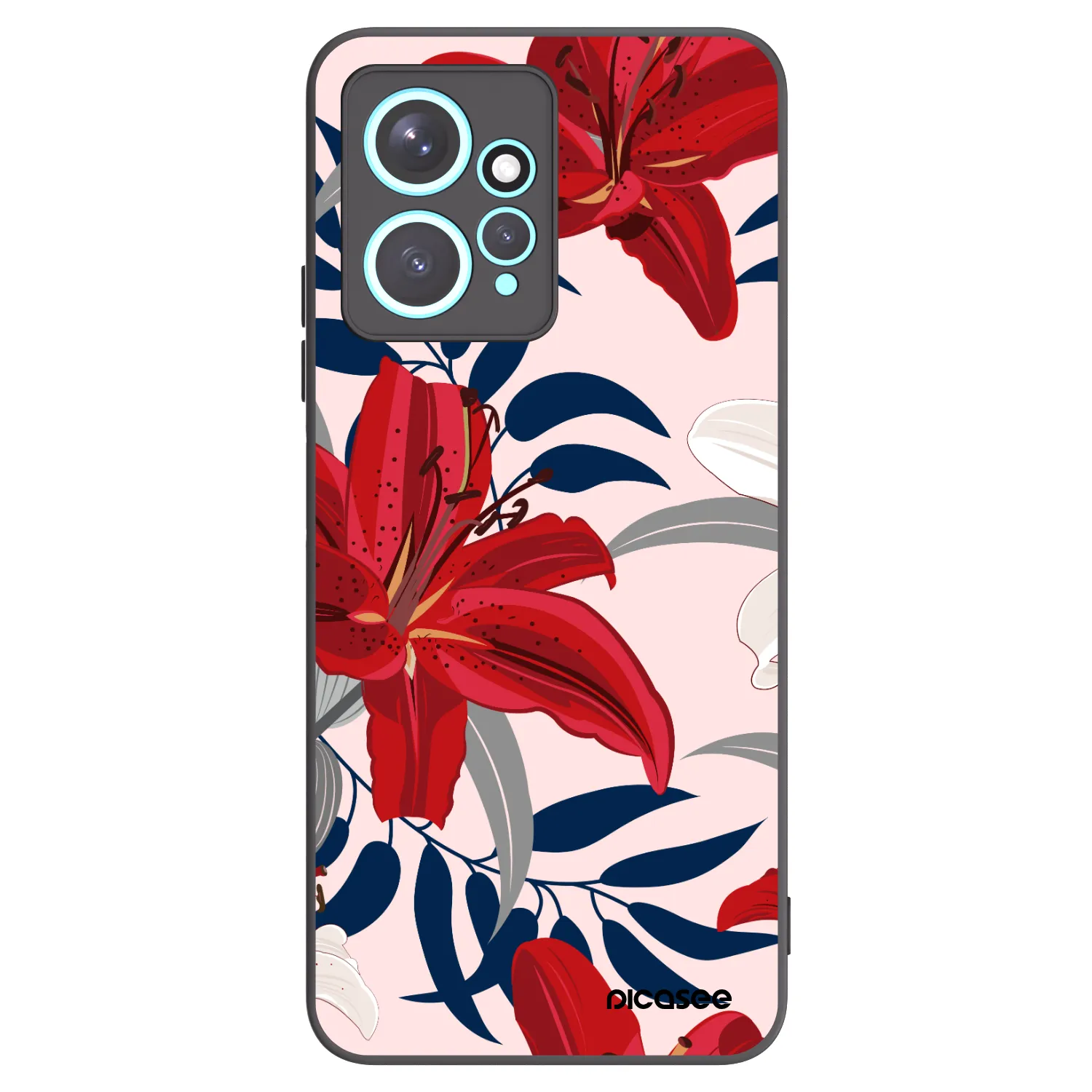 Picasee crna silikonska maskica za Xiaomi Redmi Note 12 4G - Red Lily
