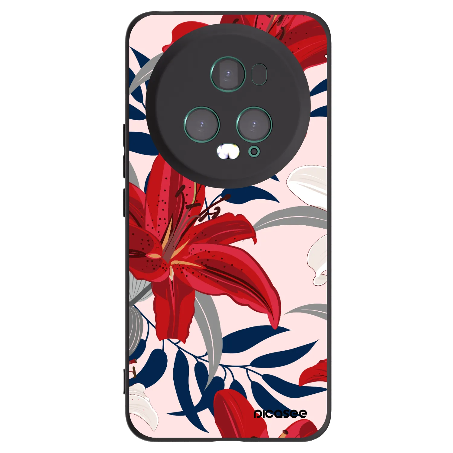 Picasee crna silikonska maskica za Honor Magic5 Pro - Red Lily