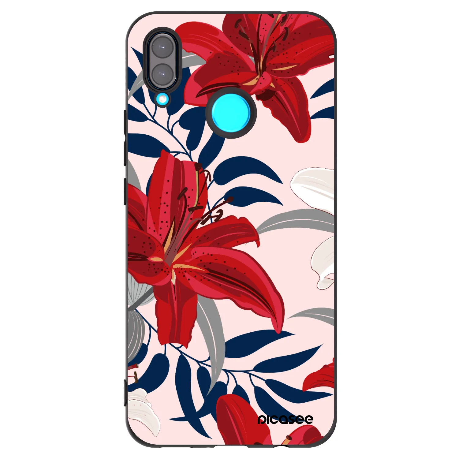 Picasee crna silikonska maskica za Huawei Nova 3i - Red Lily