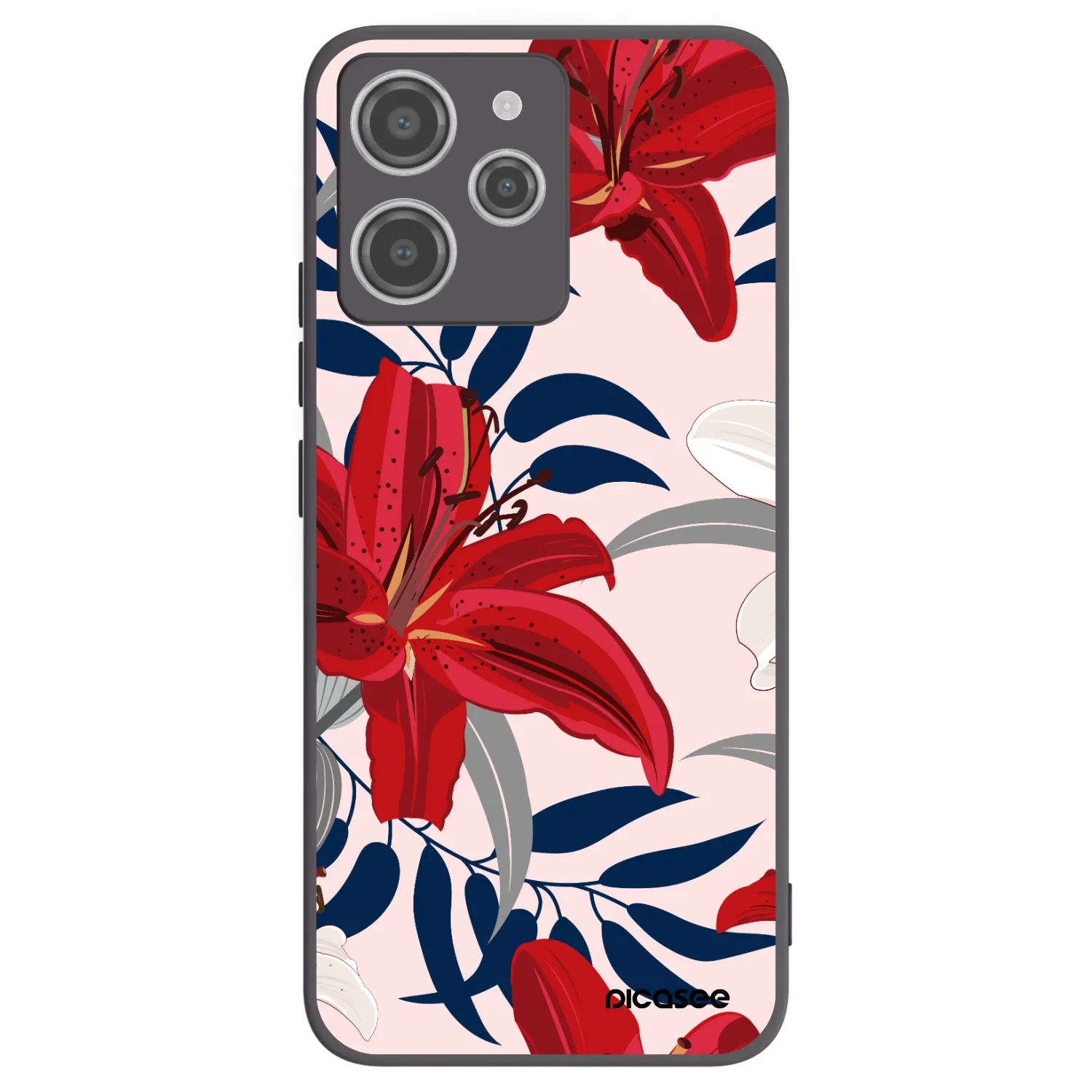 Picasee crna silikonska maskica za Xiaomi Redmi 12 4G - Red Lily