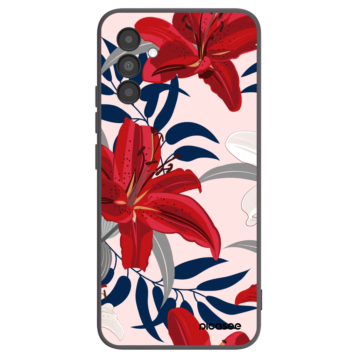 Picasee crna silikonska maskica za Samsung Galaxy A04s A047F - Red Lily
