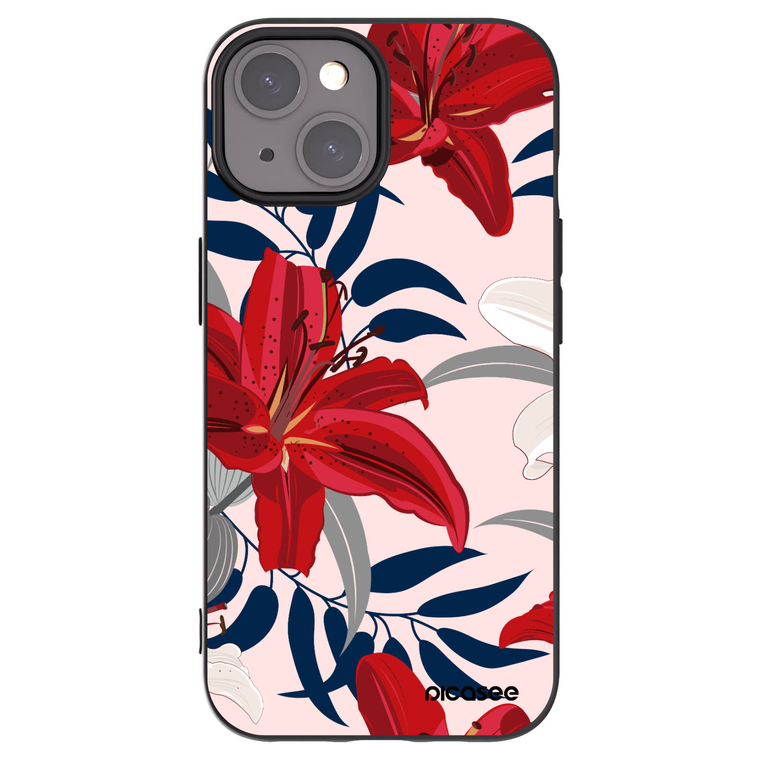 Picasee crna silikonska maskica za Apple iPhone 15 - Red Lily