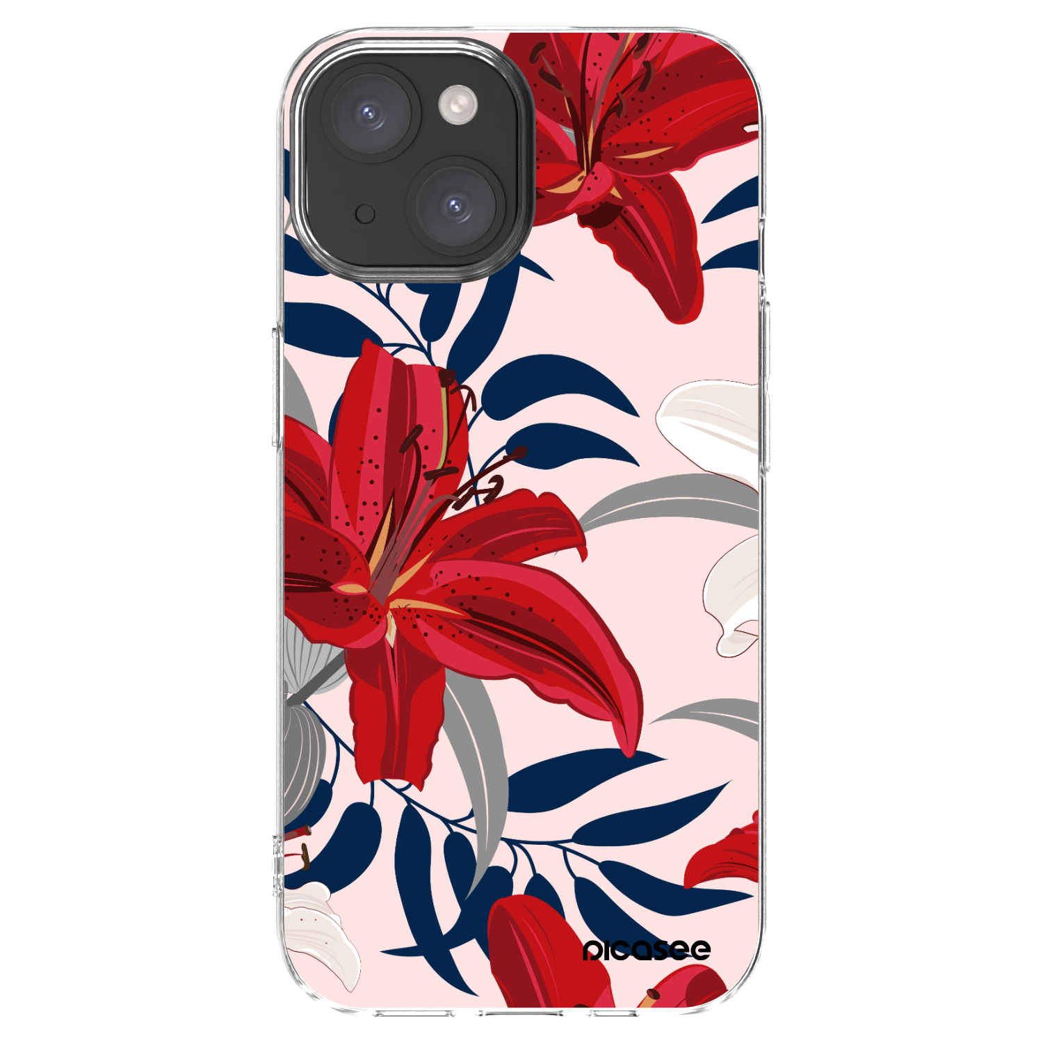 Picasee silikonska prozirna maskica za Apple iPhone 15 - Red Lily