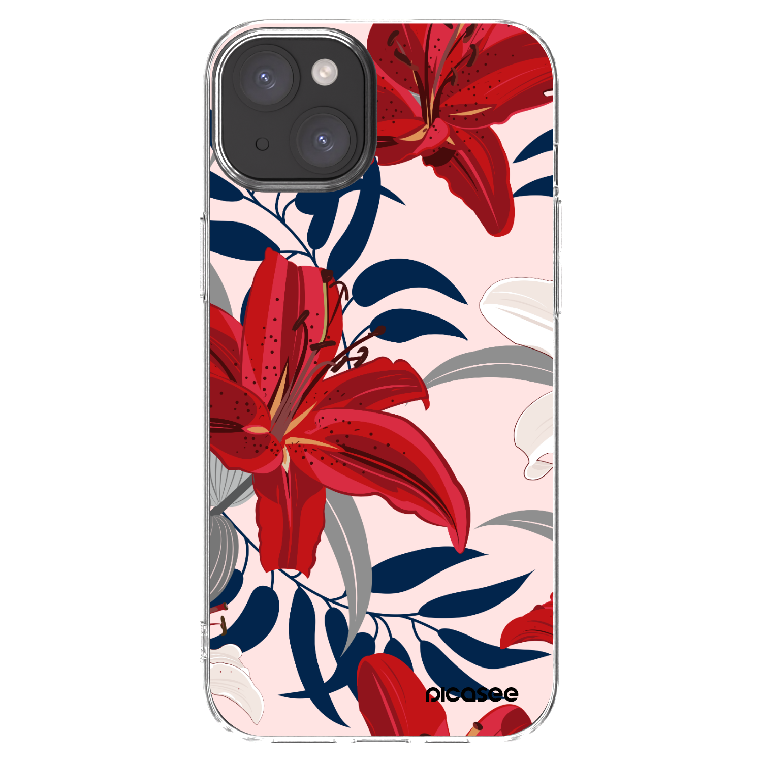 Picasee silikonska prozirna maskica za Apple iPhone 15 Plus - Red Lily