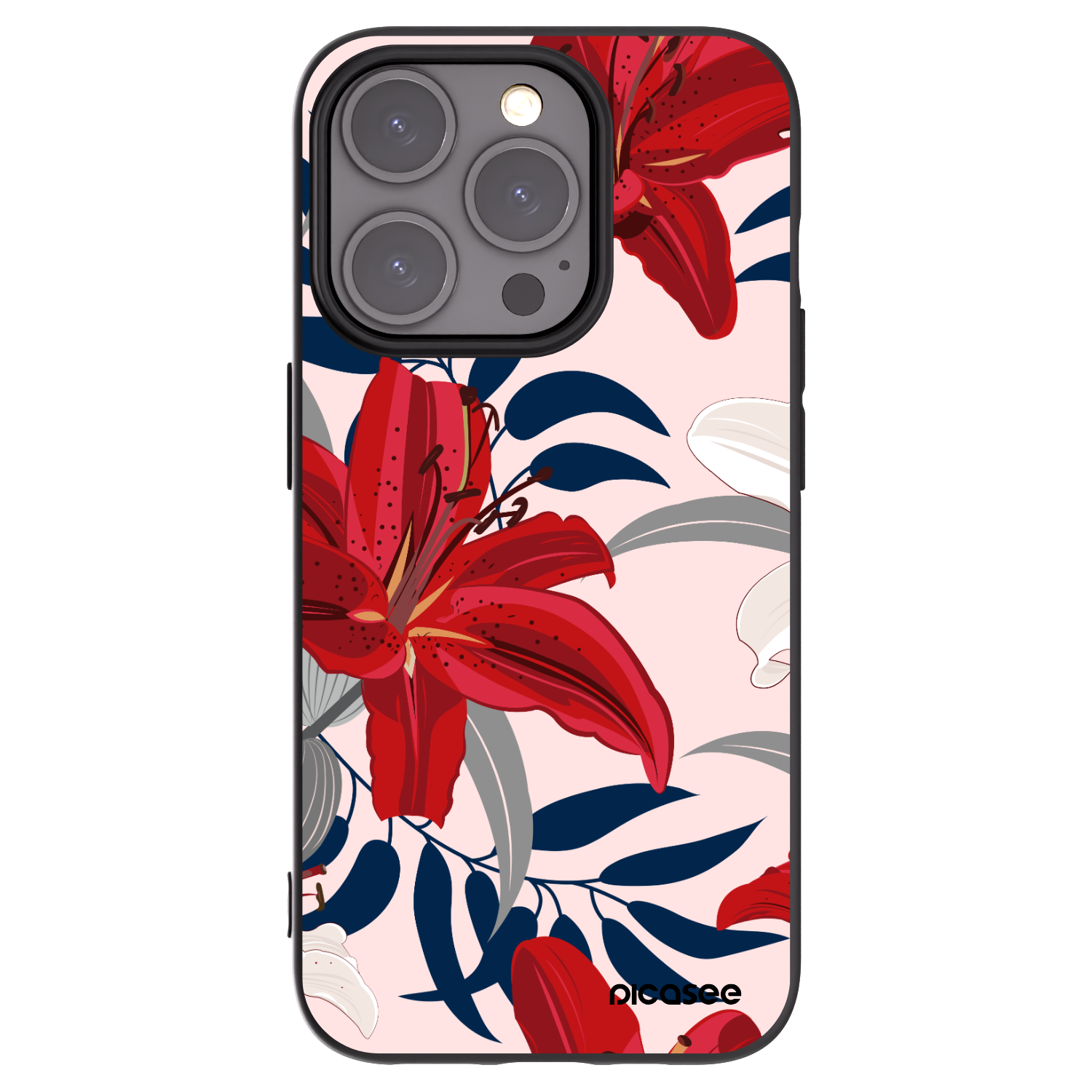 Picasee crna silikonska maskica za Apple iPhone 15 Pro - Red Lily