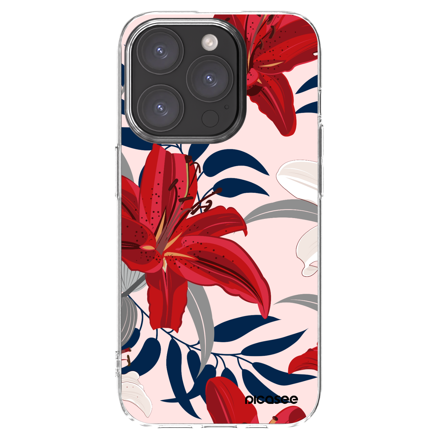 Picasee silikonska prozirna maskica za Apple iPhone 15 Pro - Red Lily