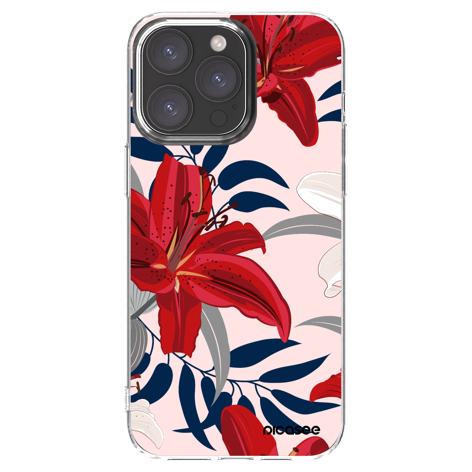 Picasee silikonska prozirna maskica za Apple iPhone 15 Pro Max - Red Lily