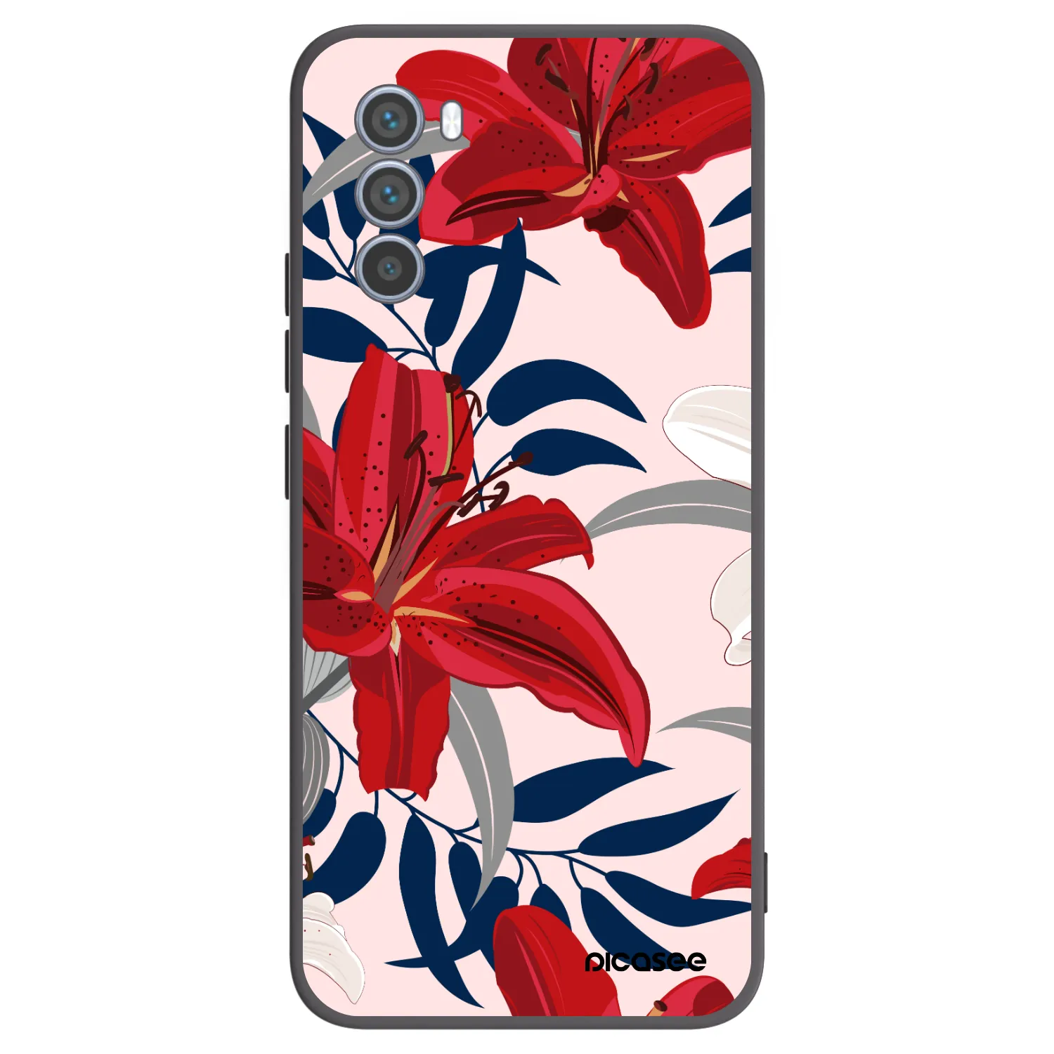 Picasee crna silikonska maskica za Motorola Moto G62 - Red Lily