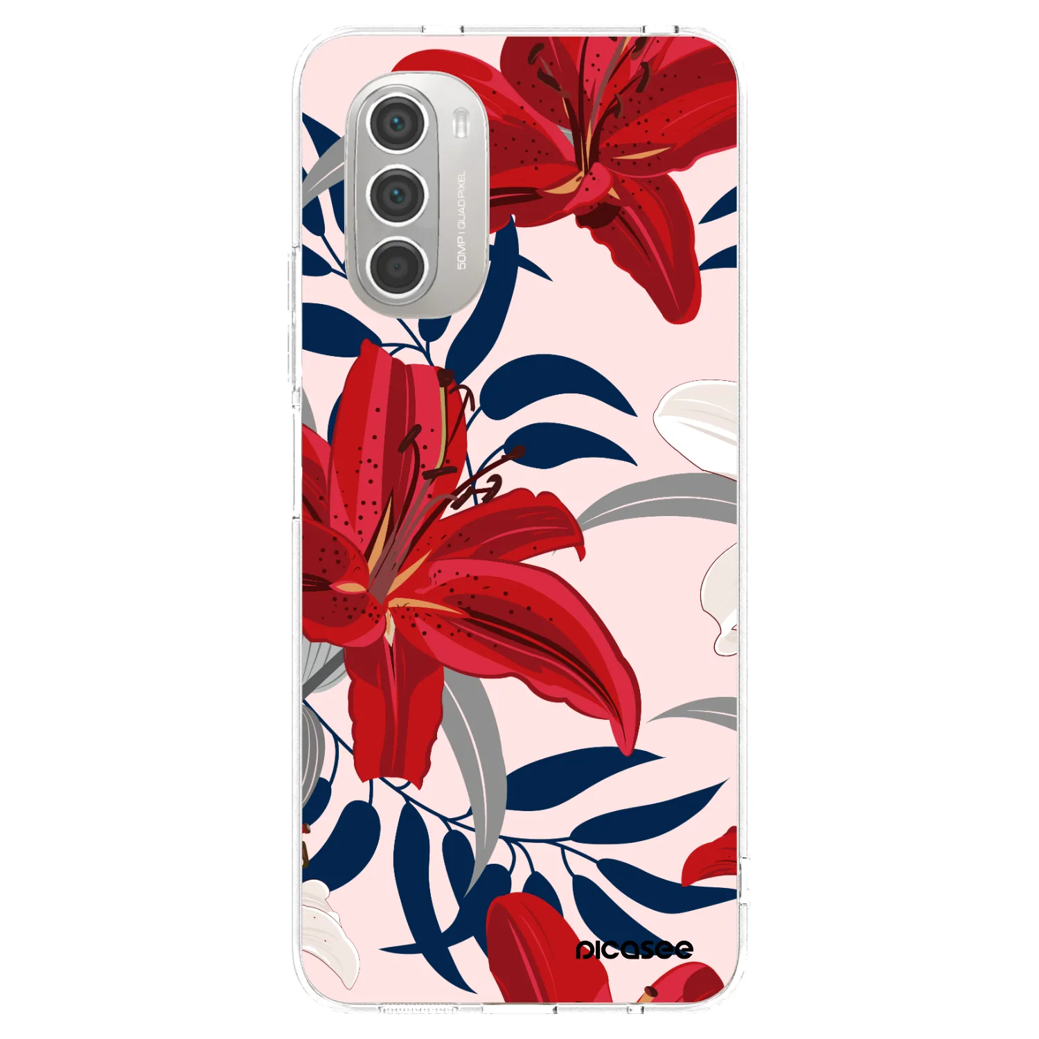 Picasee silikonska prozirna maskica za Motorola Moto G51 - Red Lily