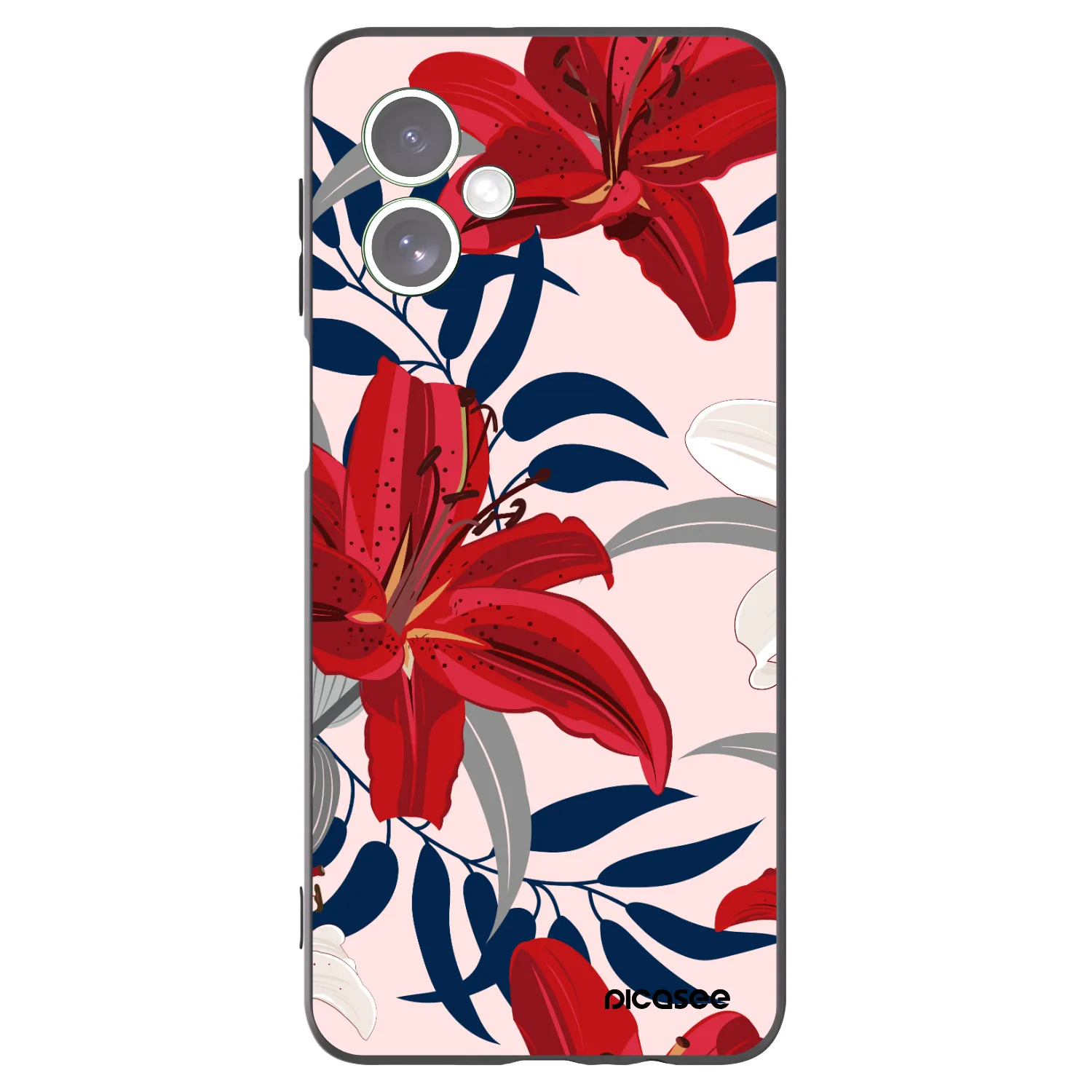 Picasee crna silikonska maskica za Motorola Moto G54 5G - Red Lily