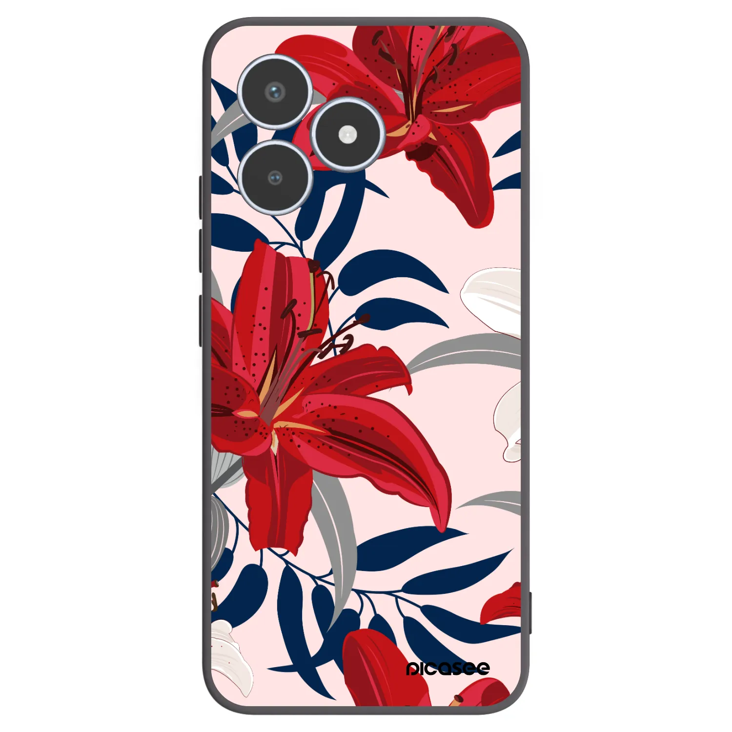 Picasee crna silikonska maskica za Realme C53 - Red Lily