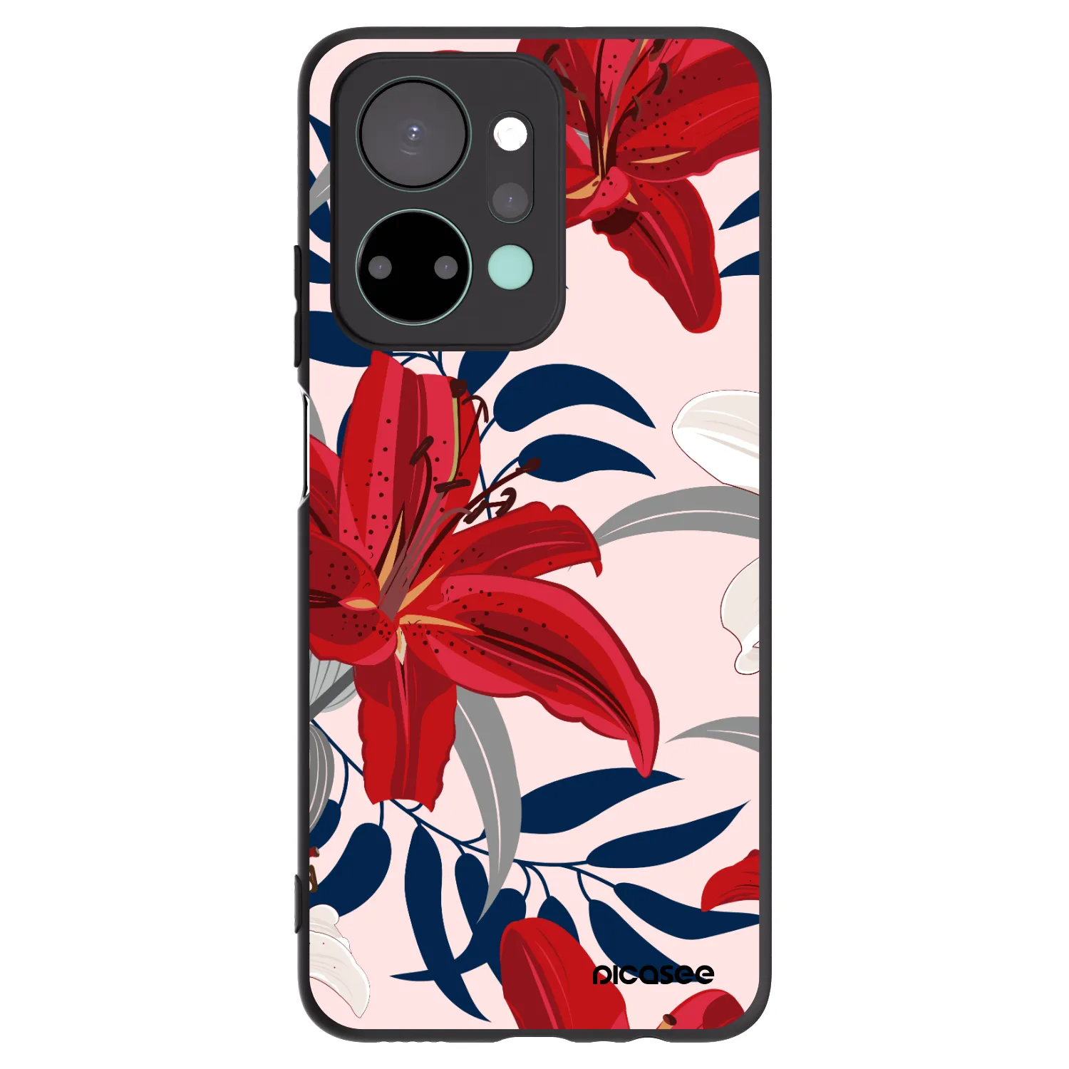 Picasee crna silikonska maskica za Honor X7a - Red Lily