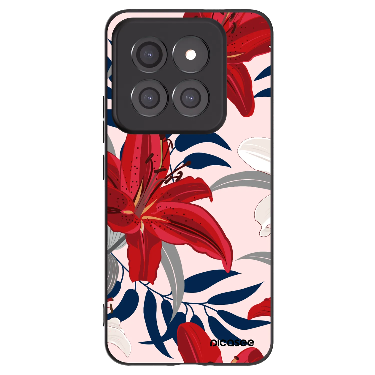 Picasee crna silikonska maskica za Xiaomi 14 Pro - Red Lily