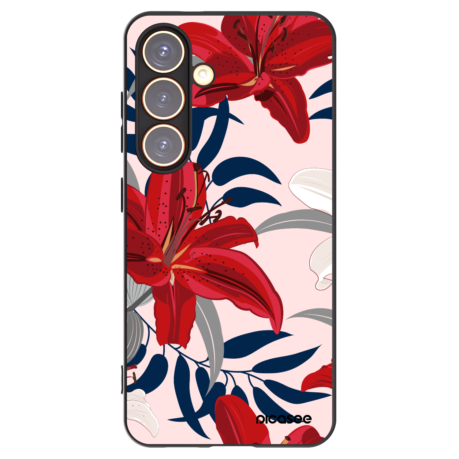 Picasee crna silikonska maskica za Samsung Galaxy S24 S921B 5G - Red Lily
