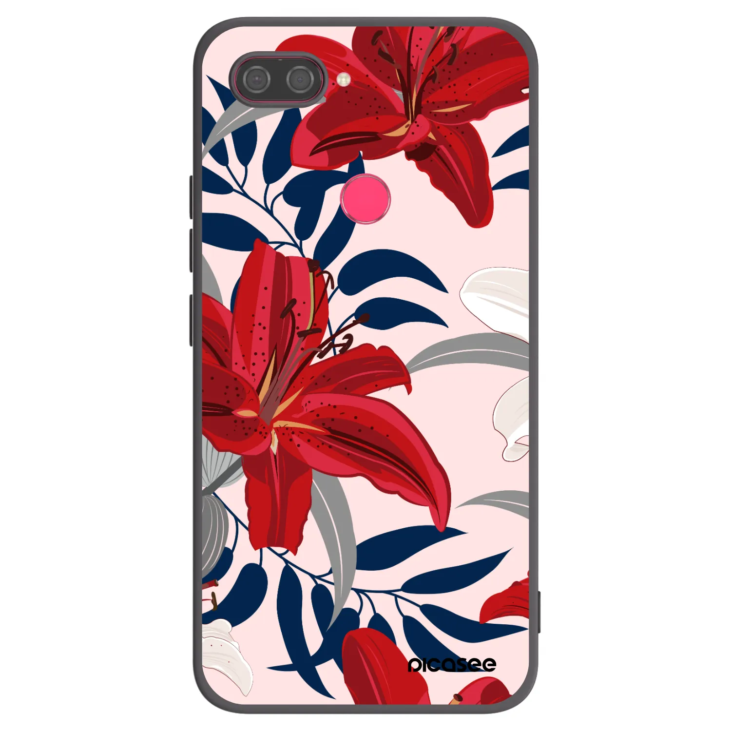 Picasee crna silikonska maskica za Xiaomi Mi 8 Lite - Red Lily
