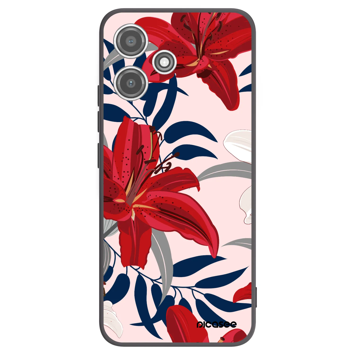 Picasee crna silikonska maskica za Xiaomi Redmi 12 5G - Red Lily