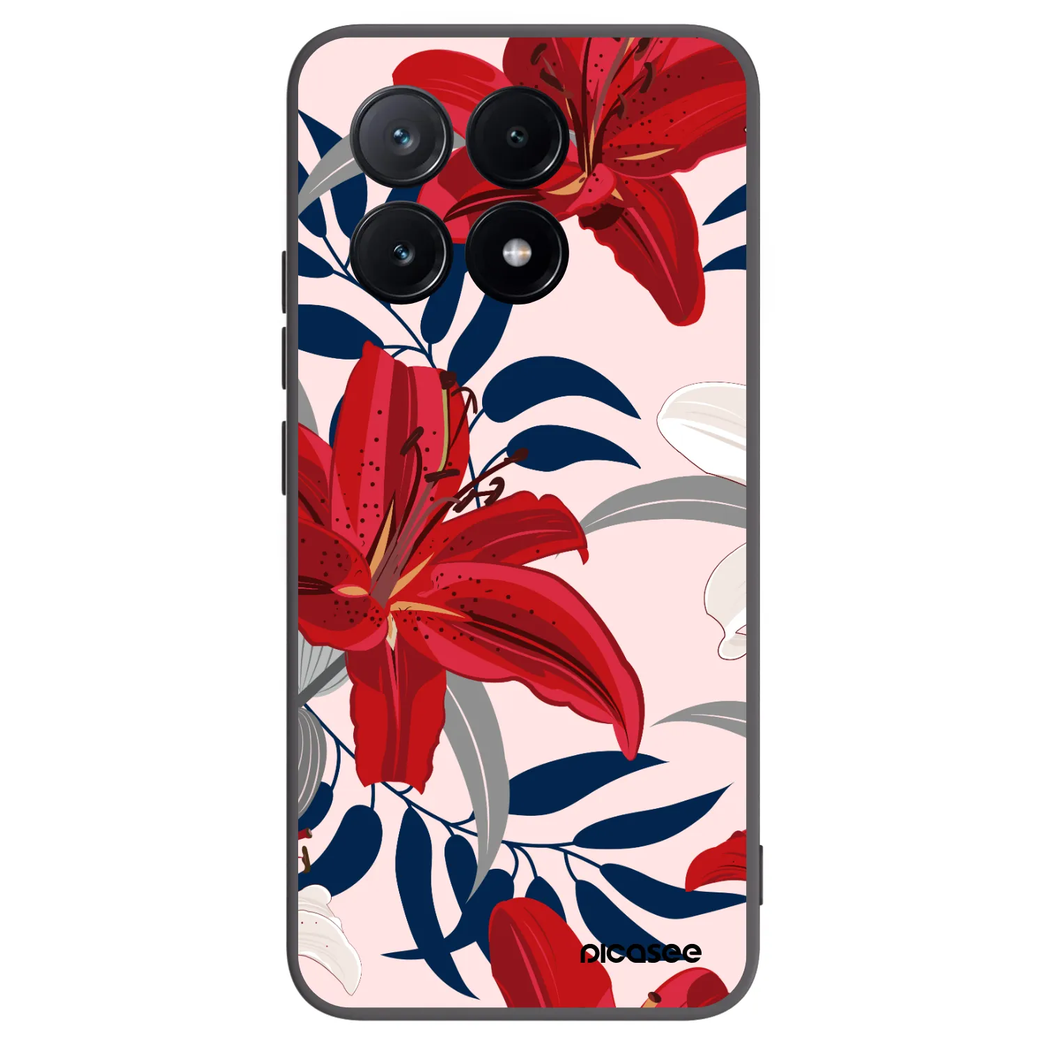 Picasee crna silikonska maskica za Xiaomi Poco X6 Pro - Red Lily