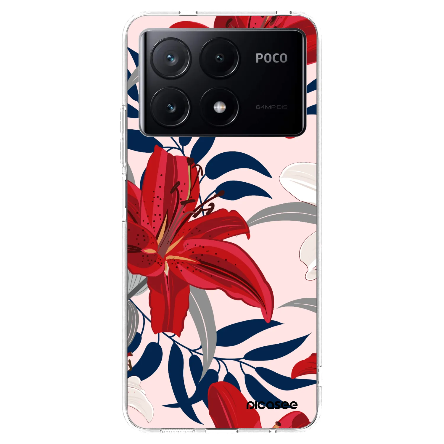 Picasee silikonska prozirna maskica za Xiaomi Poco X6 Pro - Red Lily