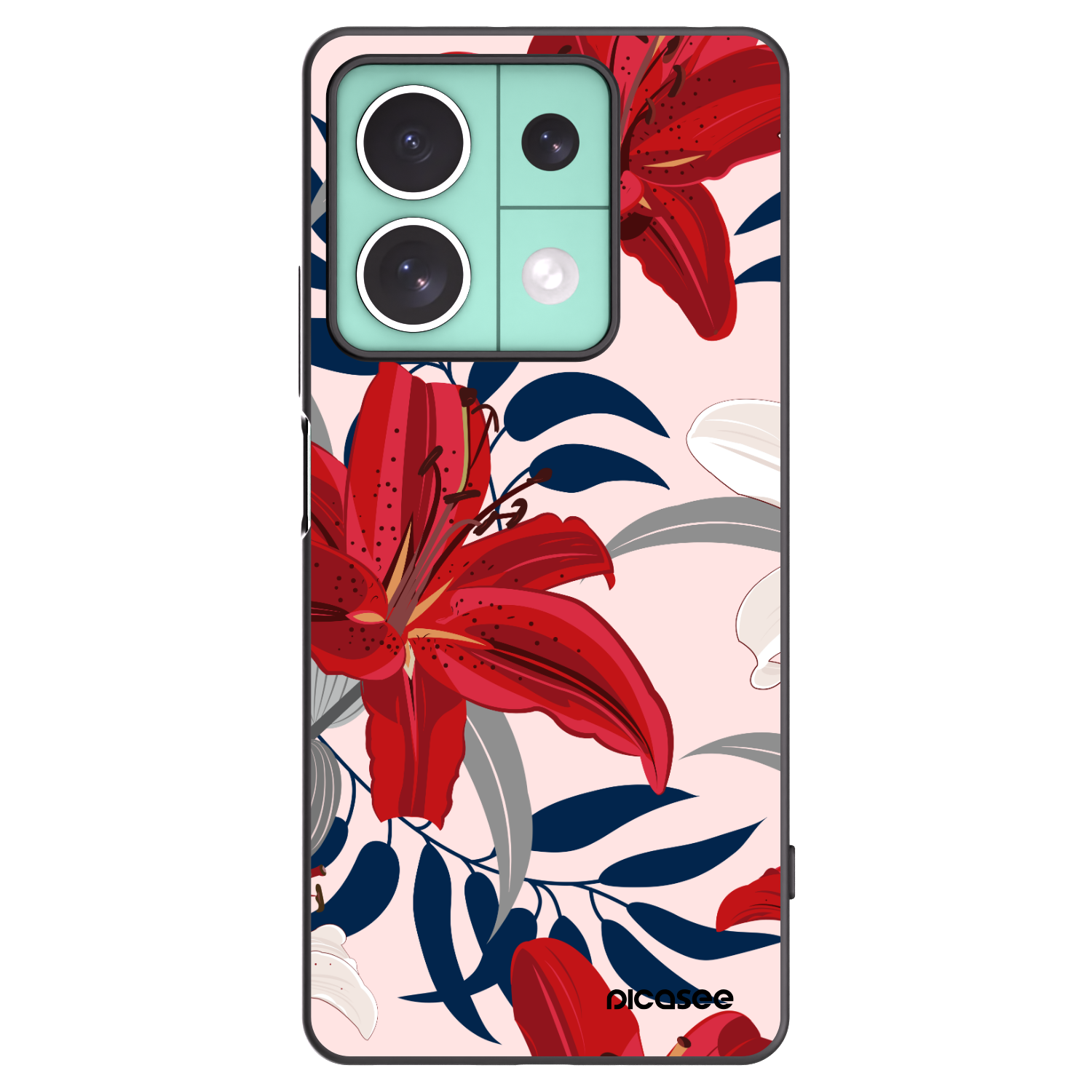 Picasee crna silikonska maskica za Xiaomi Redmi Note 13 5G - Red Lily