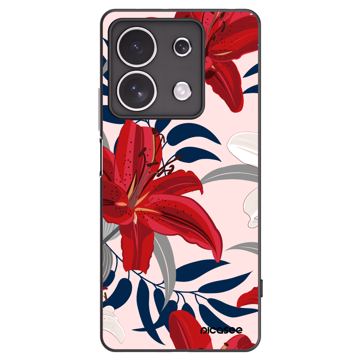 Picasee crna silikonska maskica za Xiaomi Redmi Note 13 4G - Red Lily