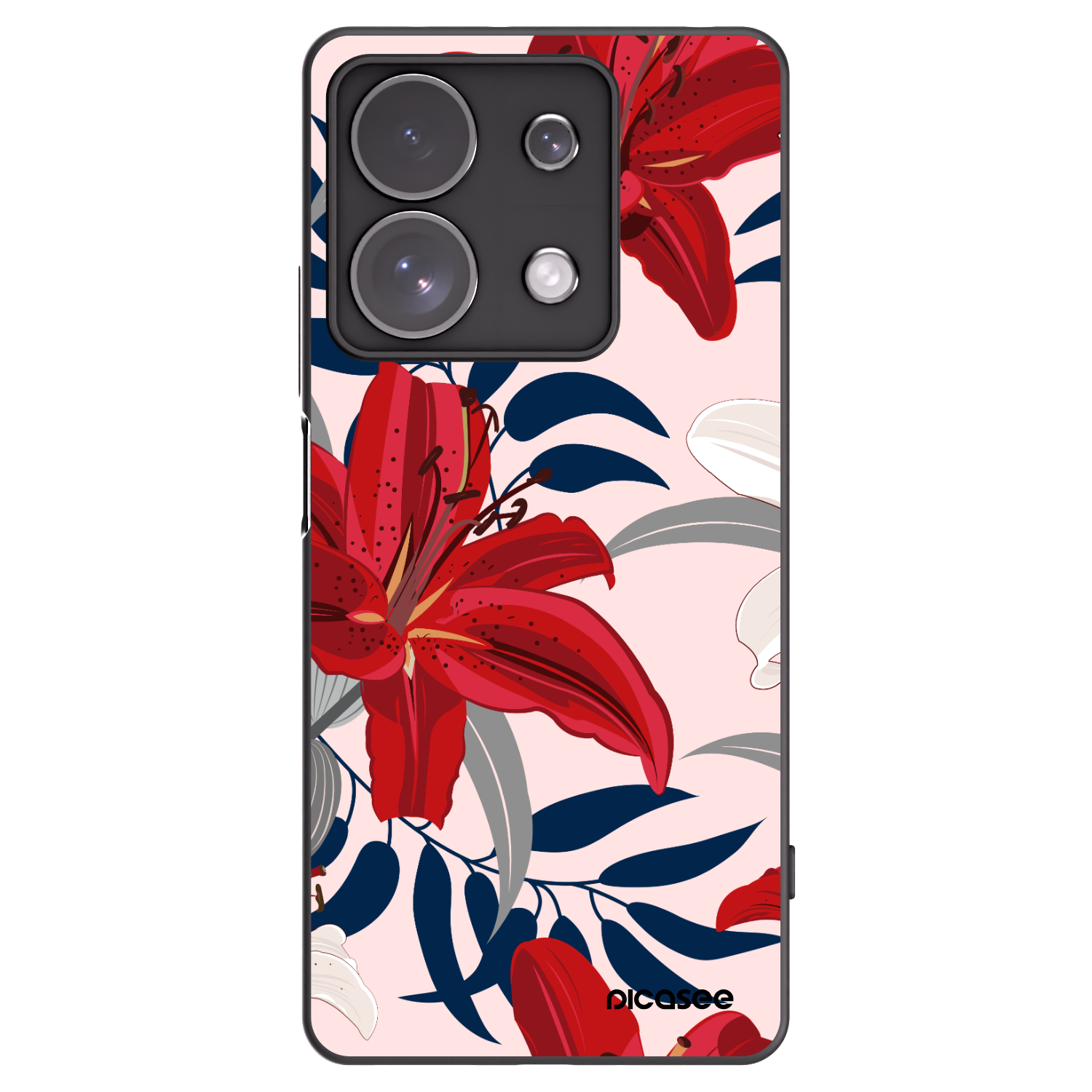 Picasee crna silikonska maskica za Xiaomi Redmi Note 13 Pro 4G - Red Lily