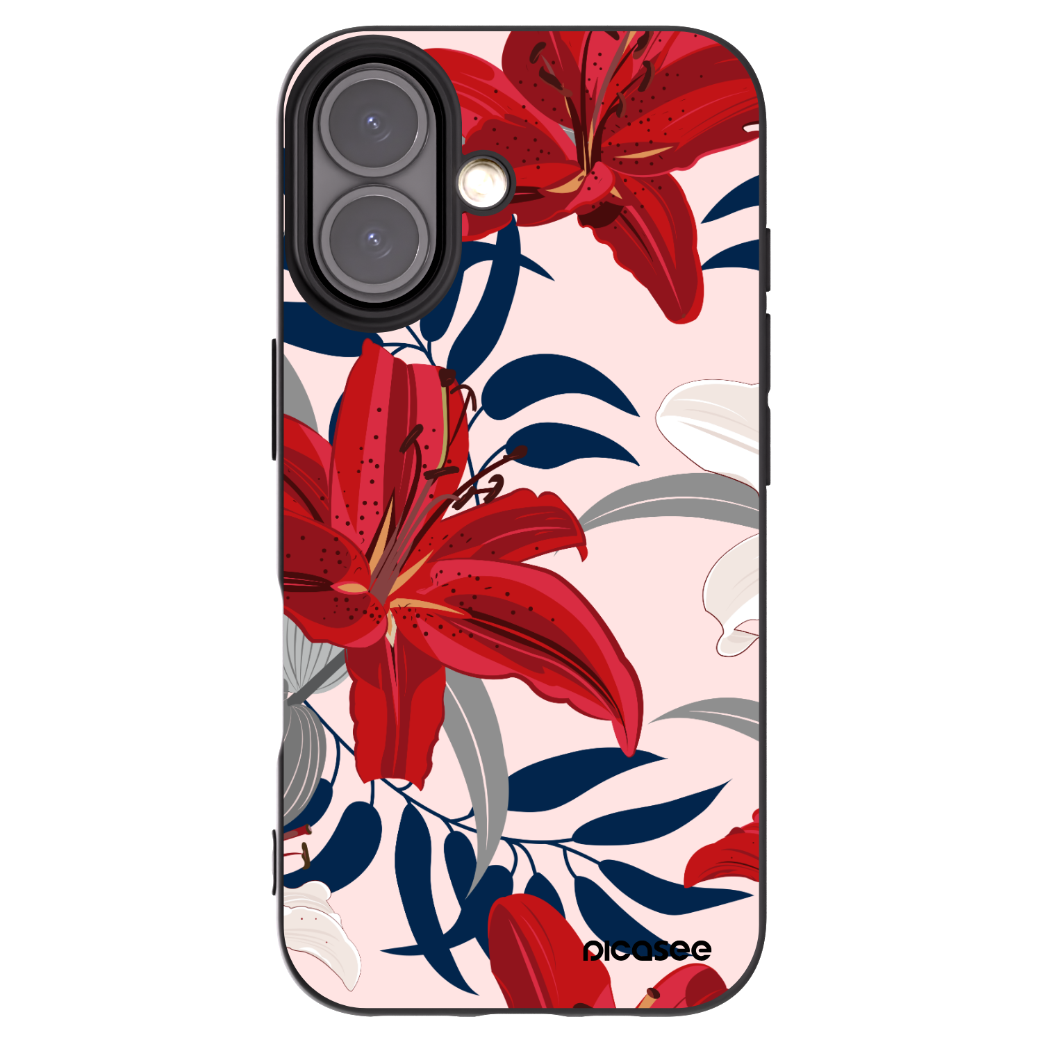 Picasee crna silikonska maskica za Apple iPhone 16 - Red Lily